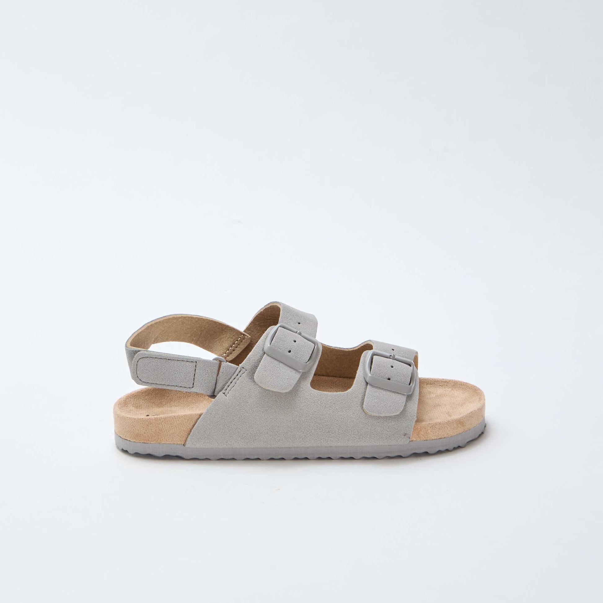 Sandales plates en suédine ajustables GRIS