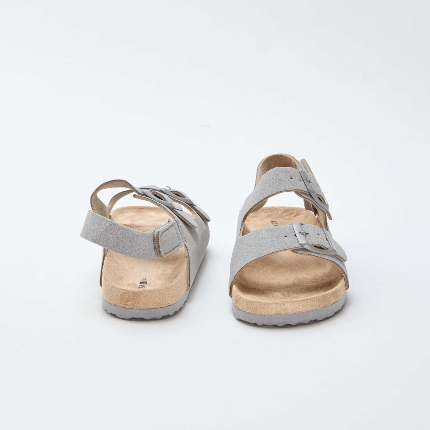 Sandales plates en suédine ajustables GRIS