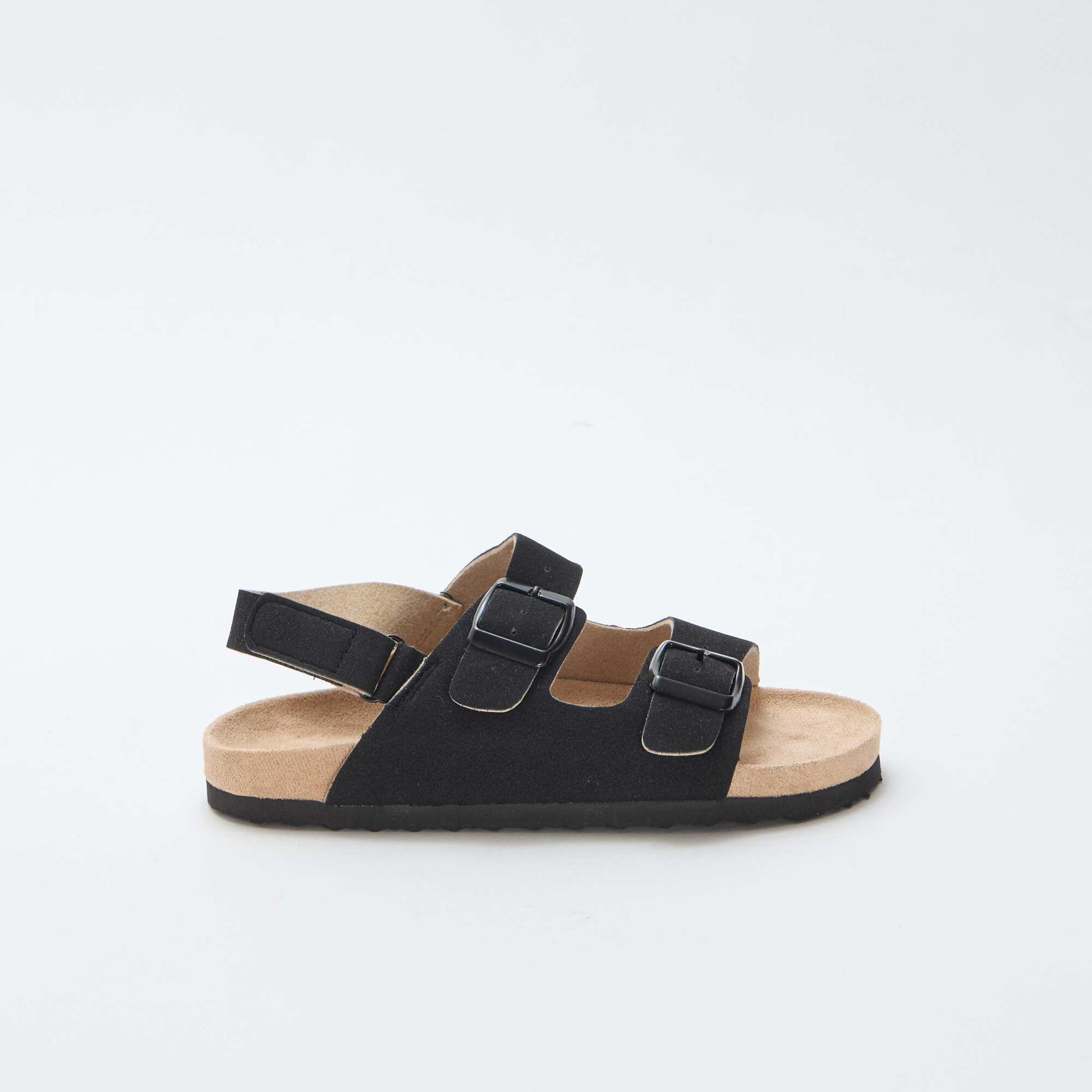 Sandales plates en suédine ajustables NOIR