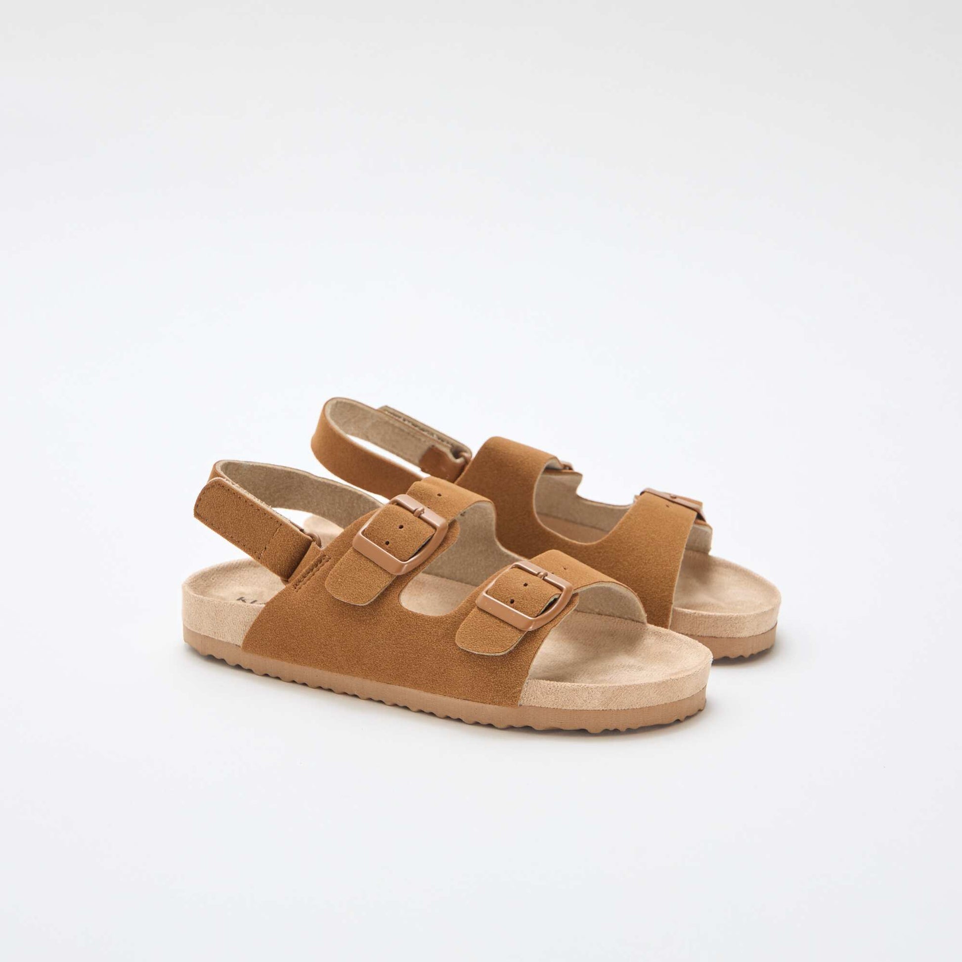 Sandales plates en suédine ajustables MARRON