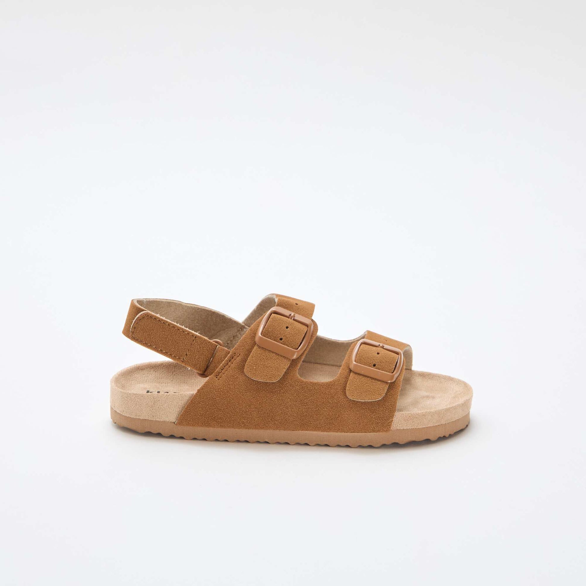 Sandales plates en suédine ajustables MARRON