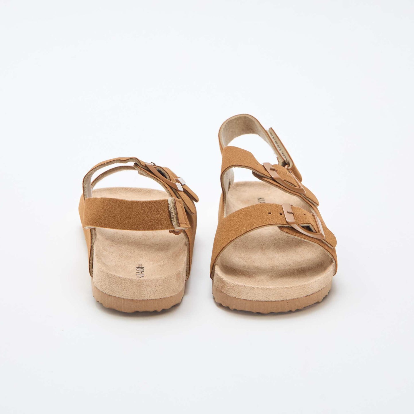 Sandales plates en suédine ajustables MARRON