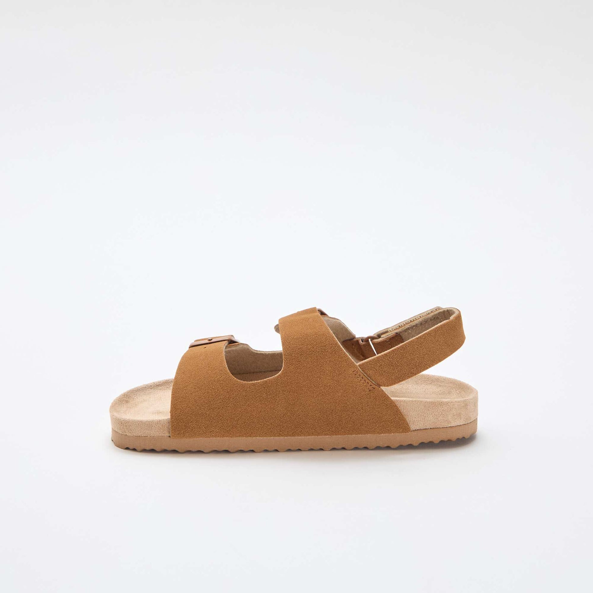 Sandales plates en suédine ajustables MARRON