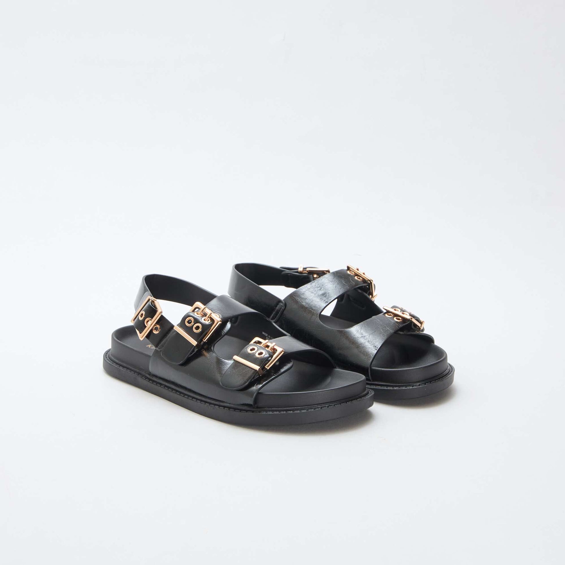 Mules en simili avec 3 brides réglables NOIR