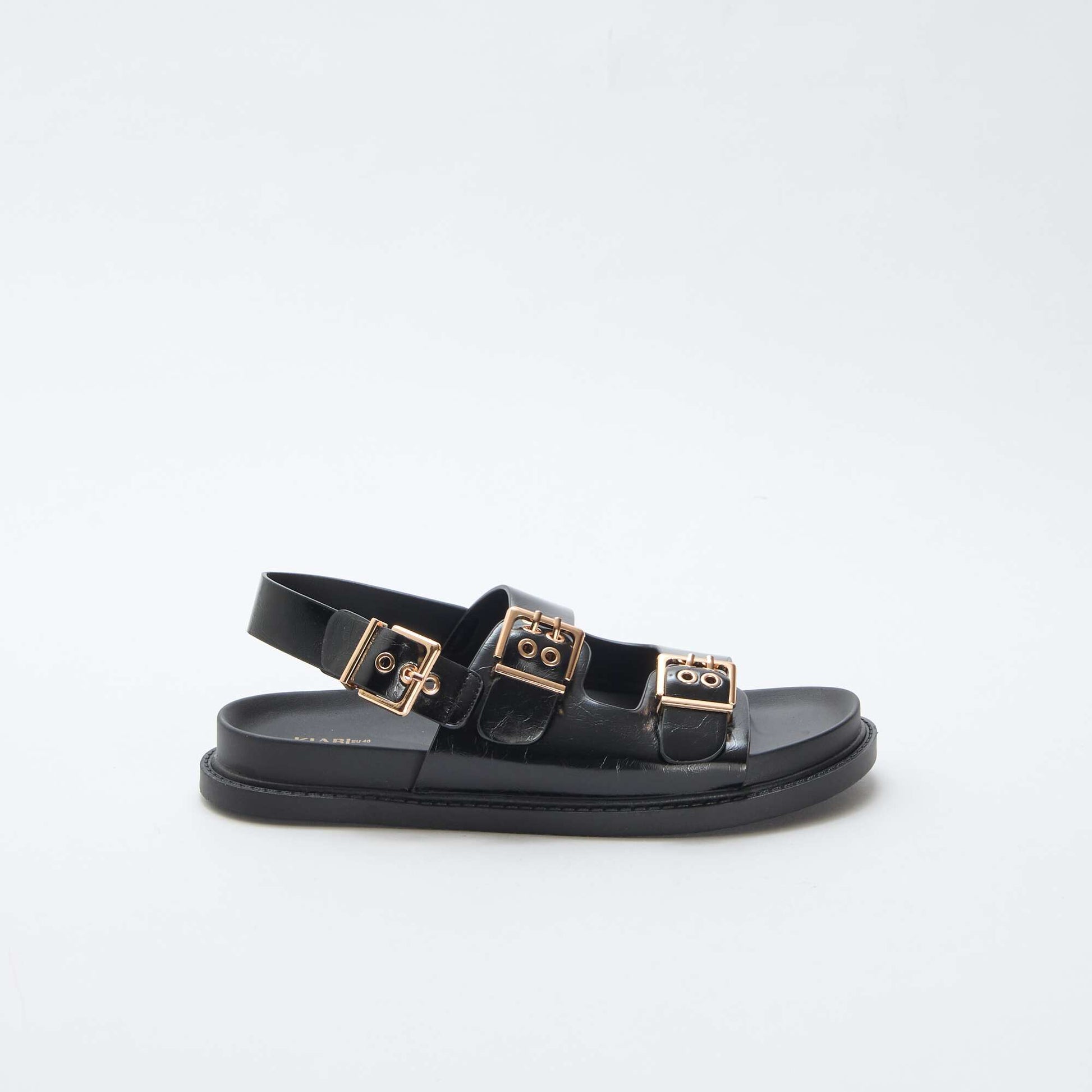 Mules en simili avec 3 brides réglables NOIR