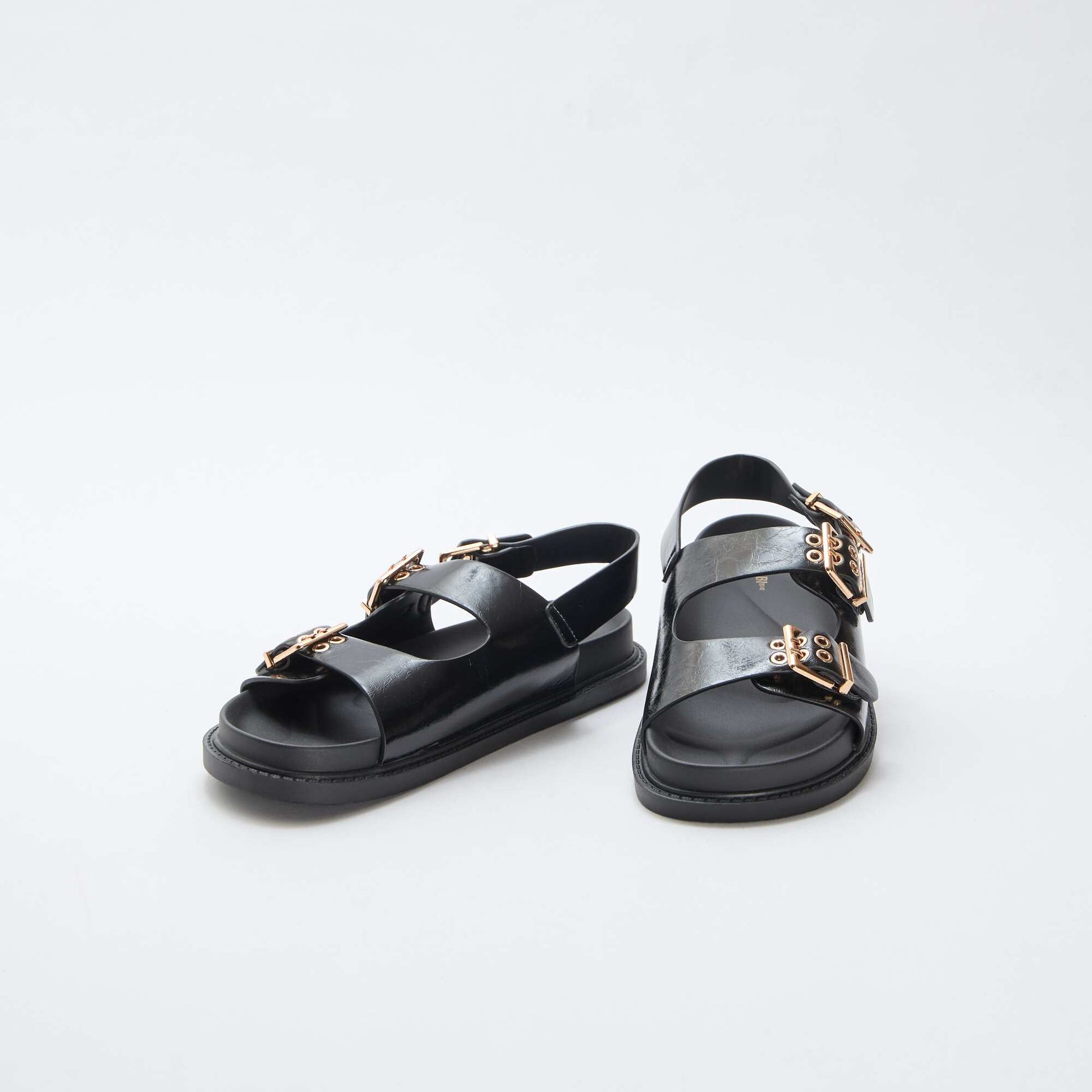 Mules en simili avec 3 brides réglables NOIR