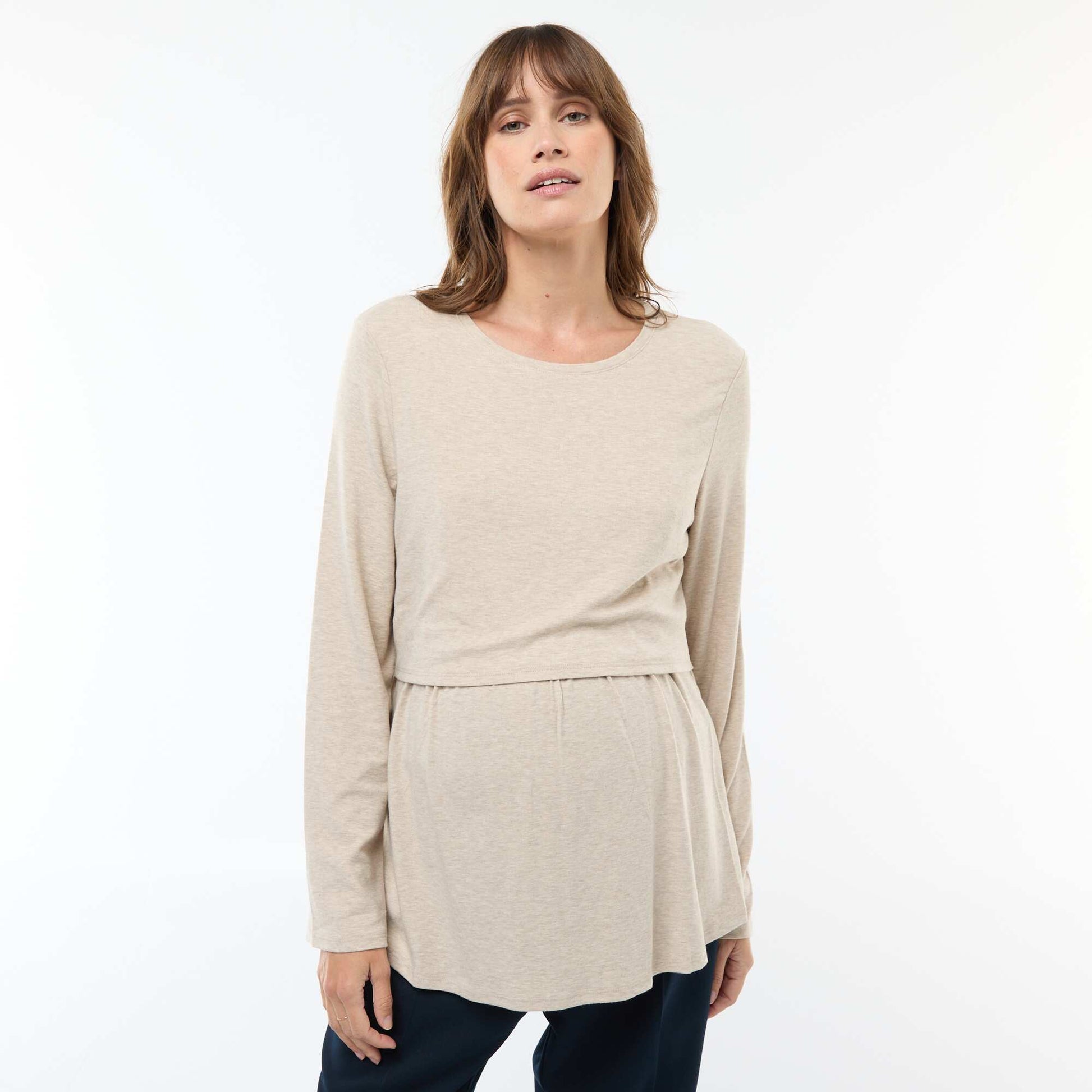 Tee-shirt d'allaitement uni BEIGE