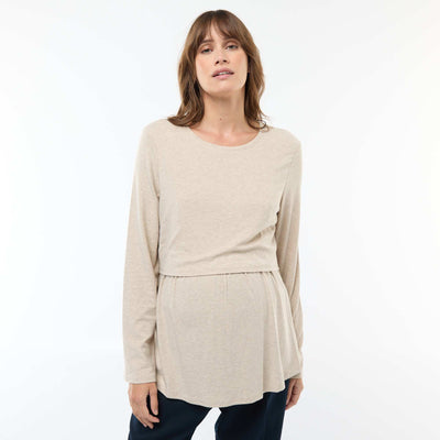 Tee-shirt d'allaitement uni BEIGE