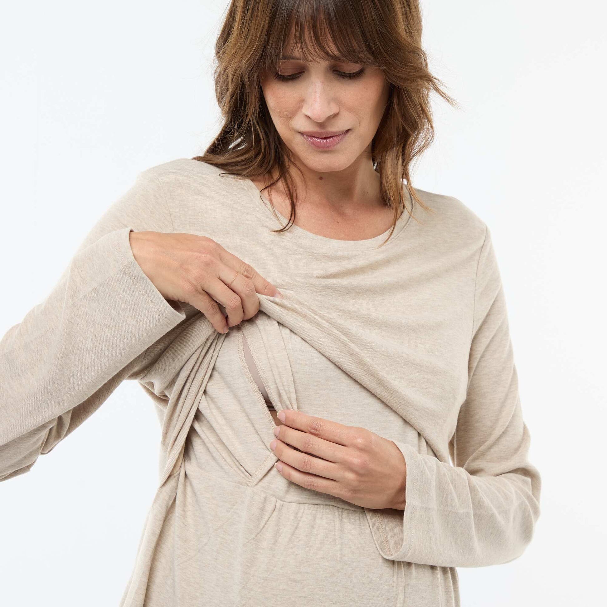 Tee-shirt d'allaitement uni BEIGE