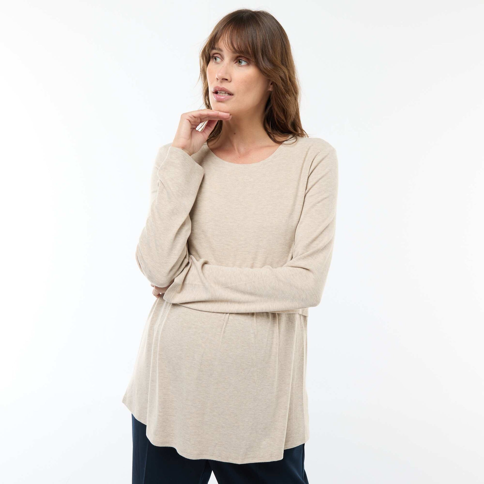 Tee-shirt d'allaitement uni BEIGE
