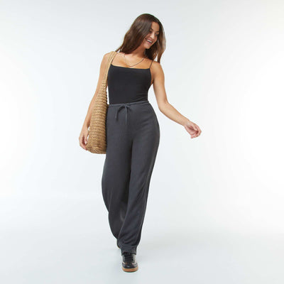 Pantalon large en maille plissée GRIS FONCé