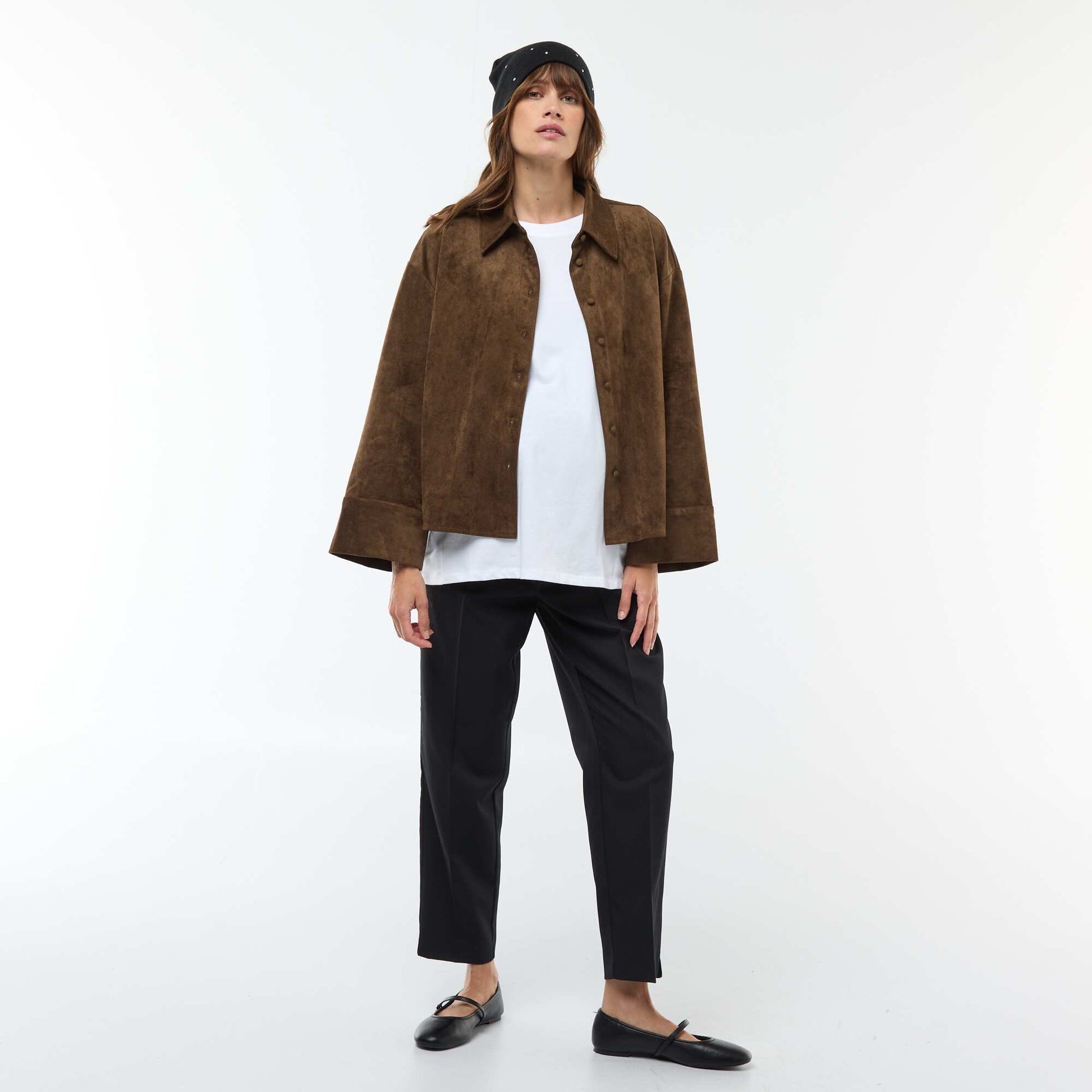 Pantalon de maternité large en maille Milano NOIR