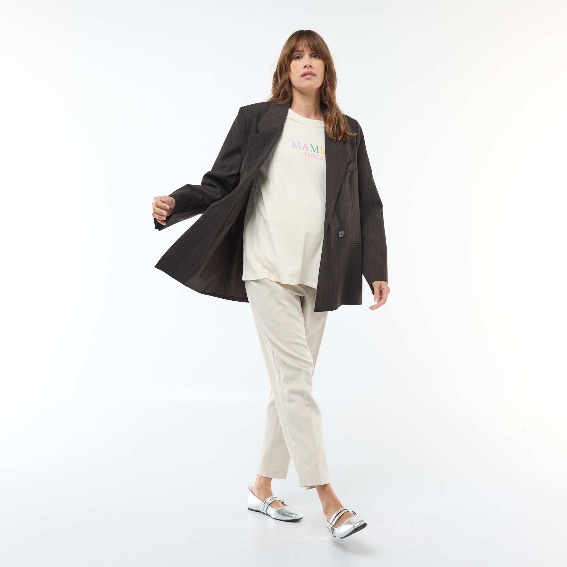 Pantalon de maternité large en maille Milano GRIS