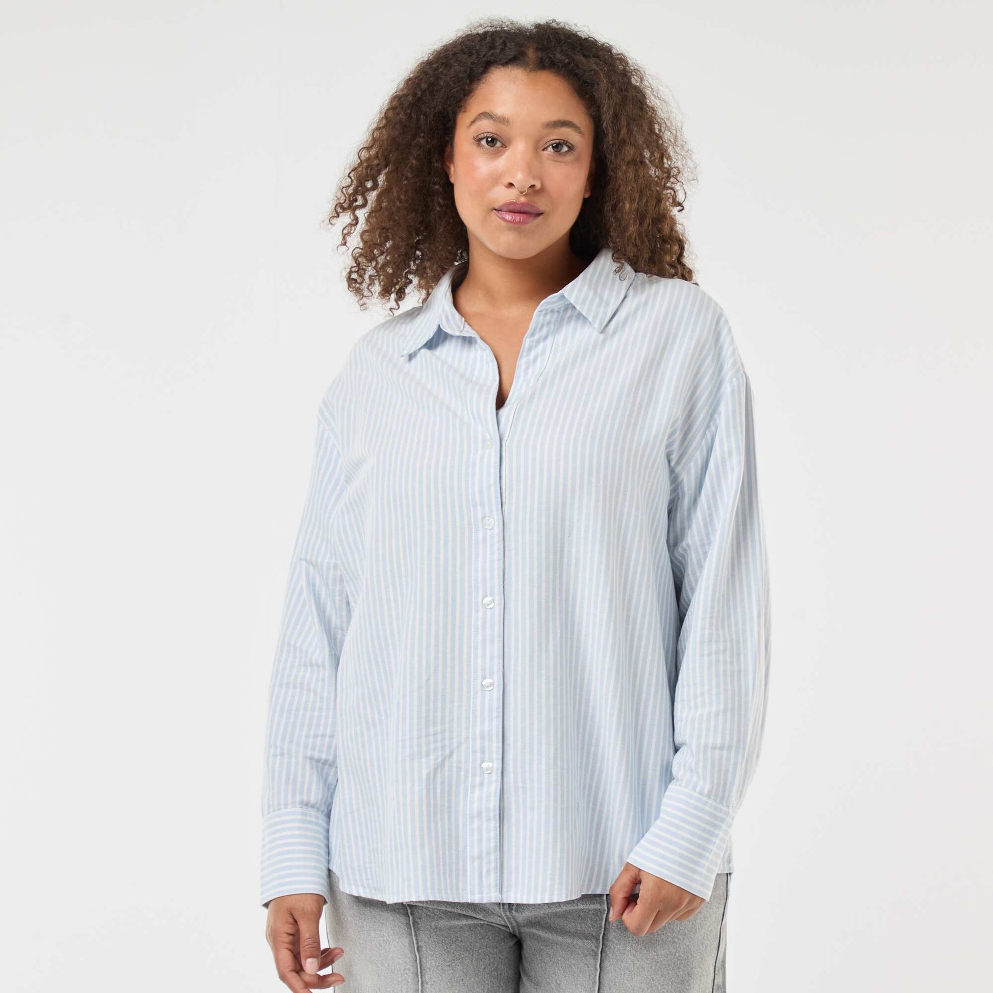 Chemise rayée en coton oxford BLEU
