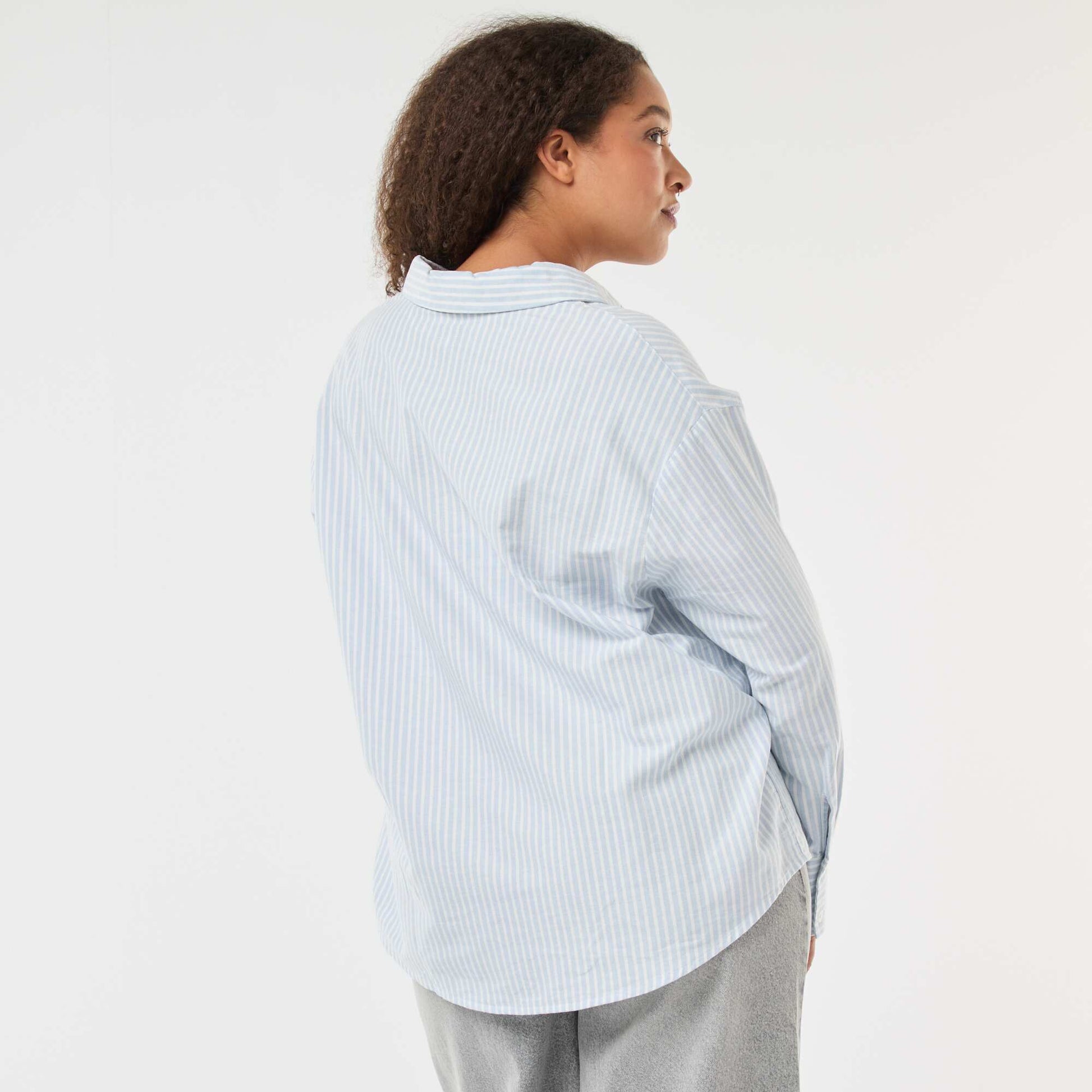 Chemise rayée en coton oxford BLEU