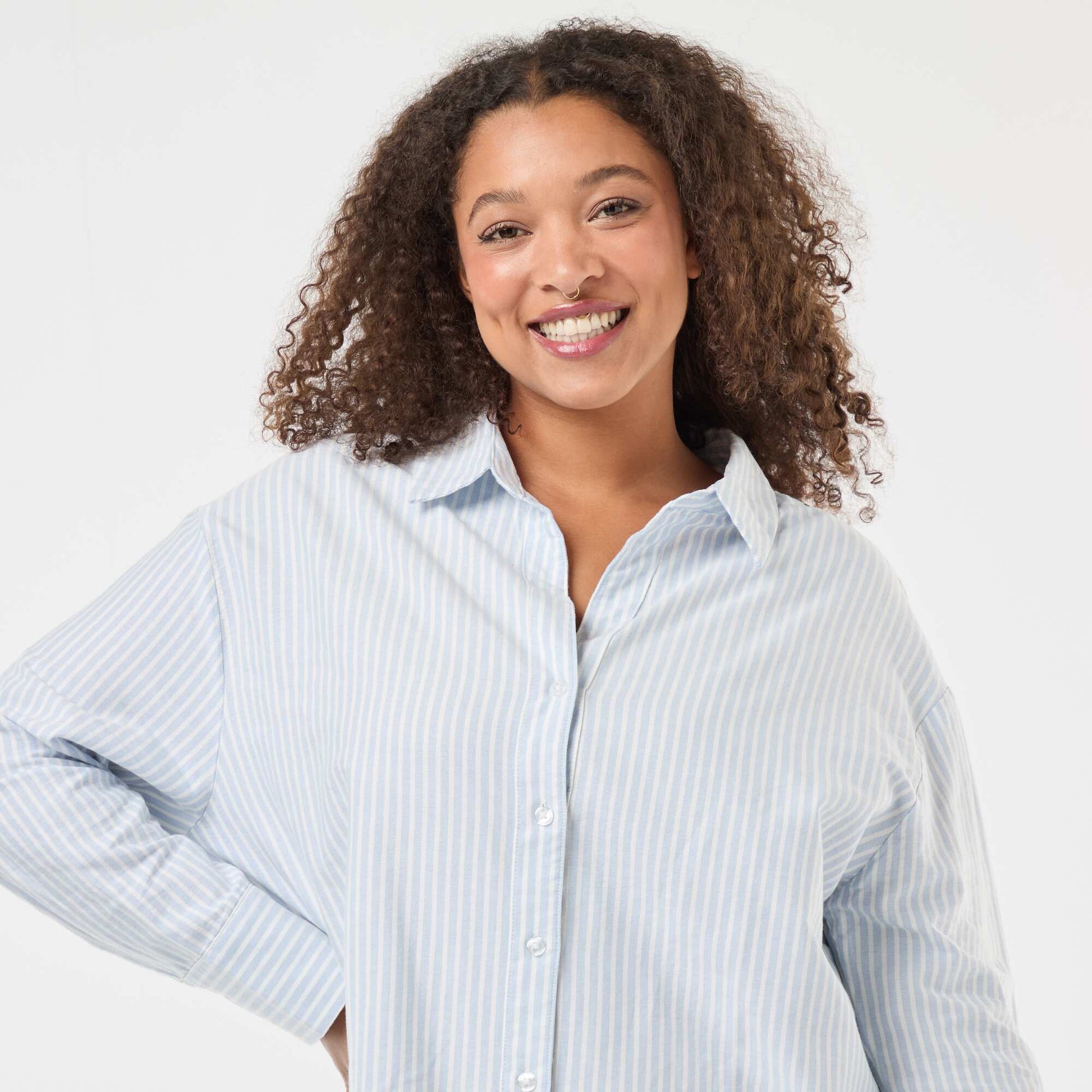 Chemise rayée en coton oxford BLEU