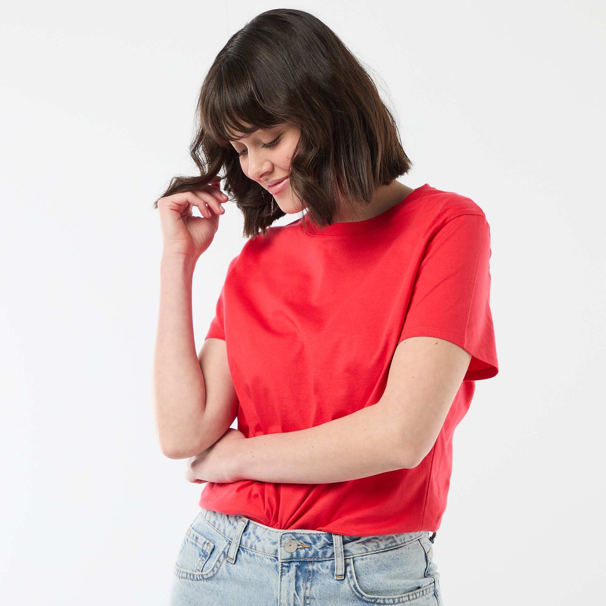 Tee-shirt en jersey manches courtes ROUGE