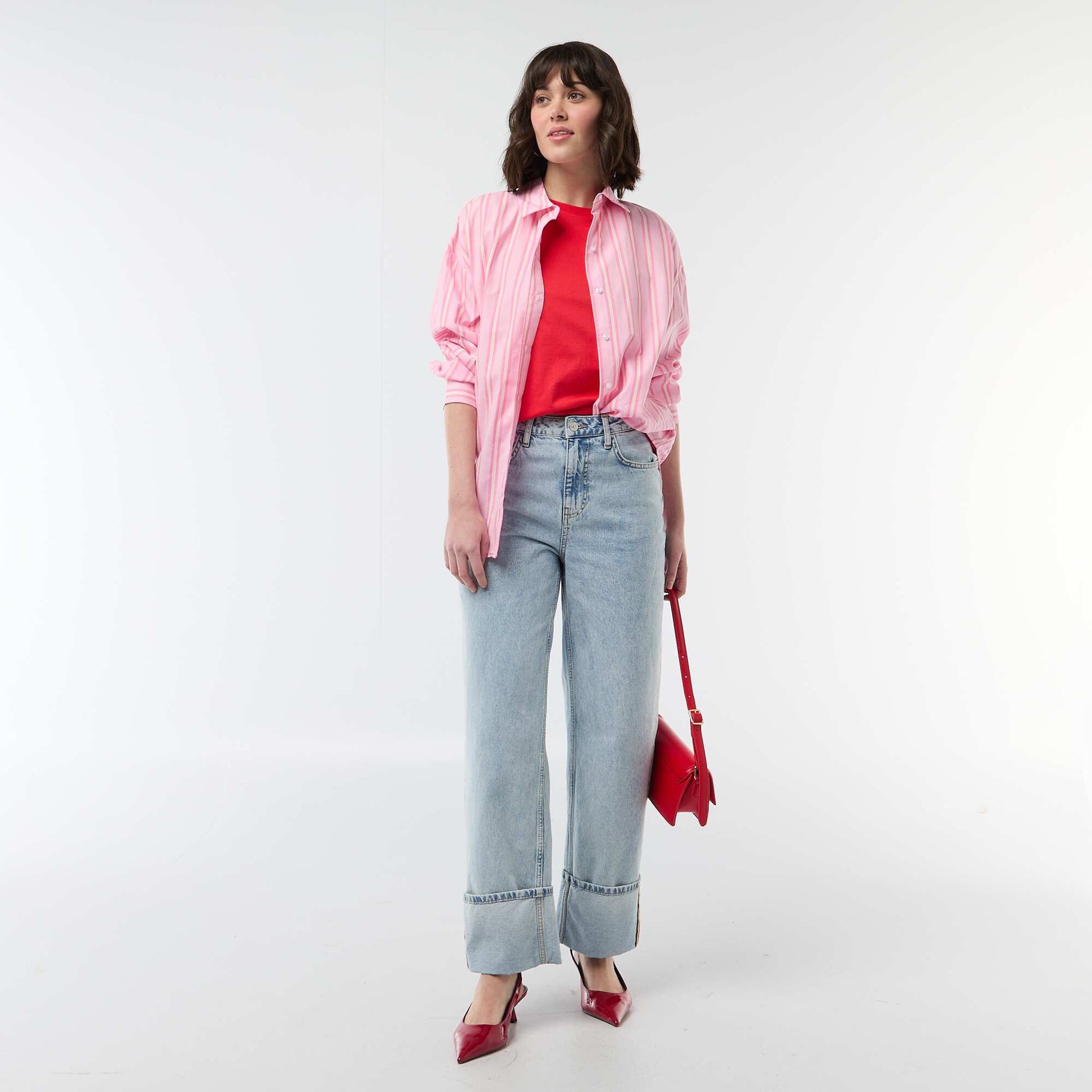 Tee-shirt en jersey manches courtes ROUGE