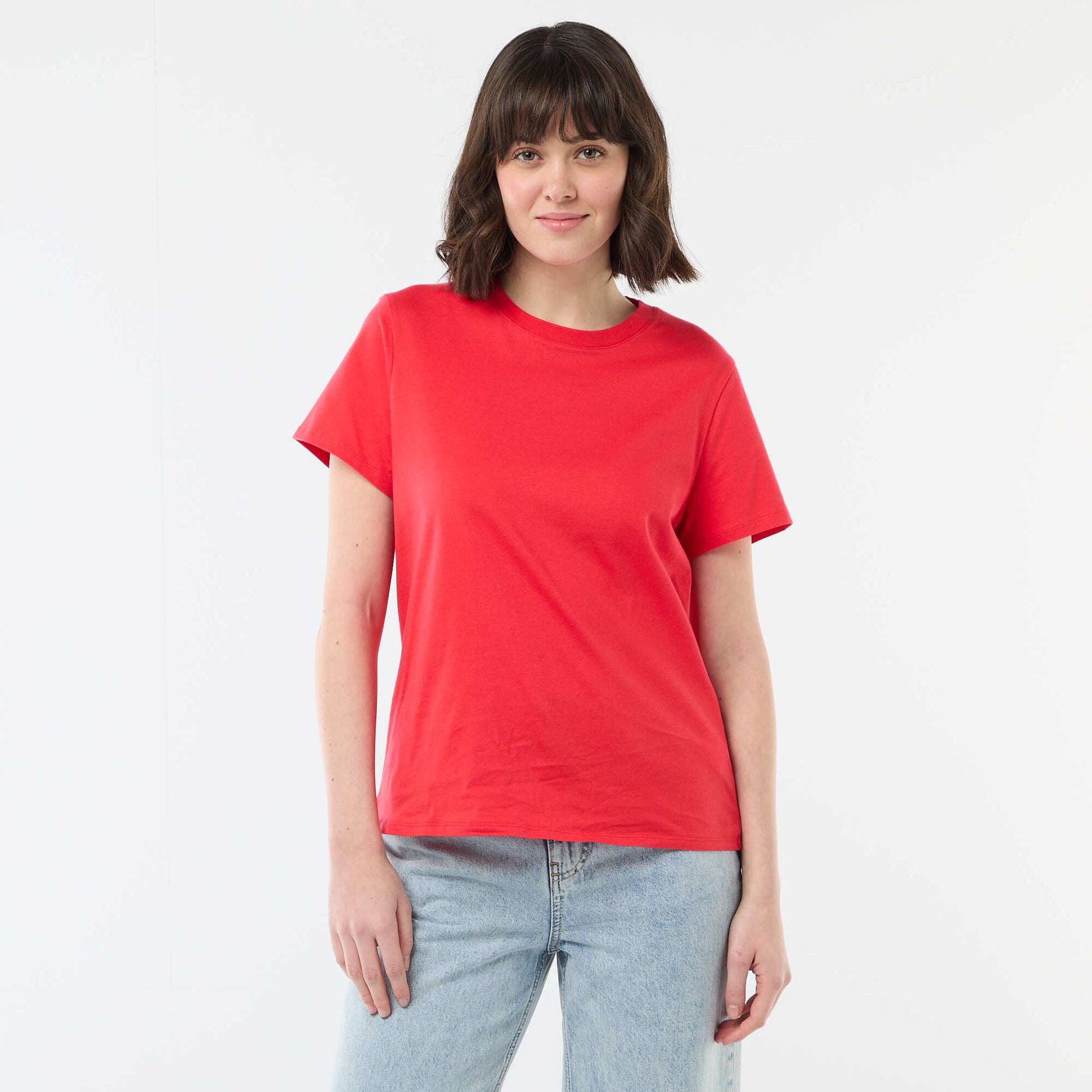 Tee-shirt en jersey manches courtes ROUGE