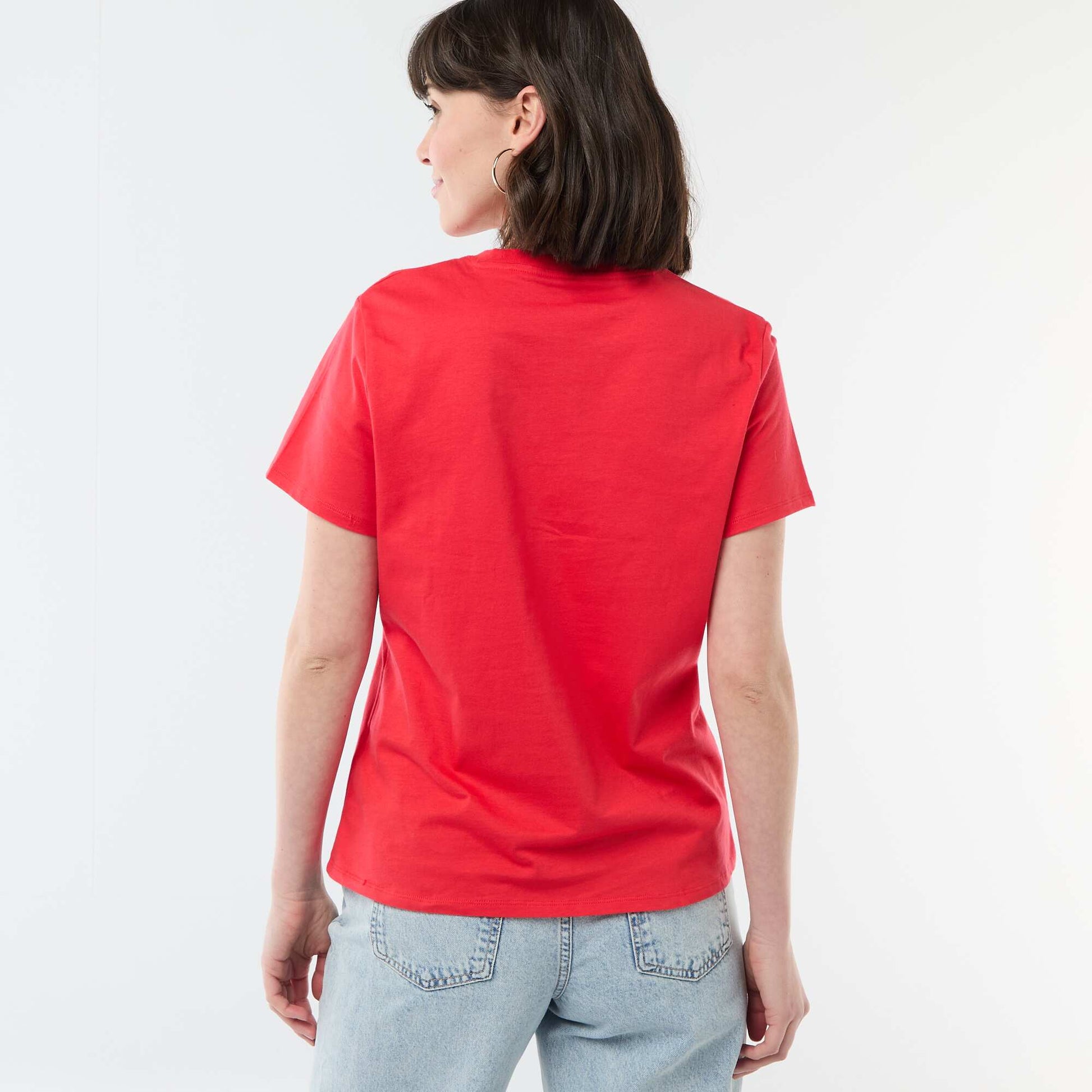 Tee-shirt en jersey manches courtes ROUGE
