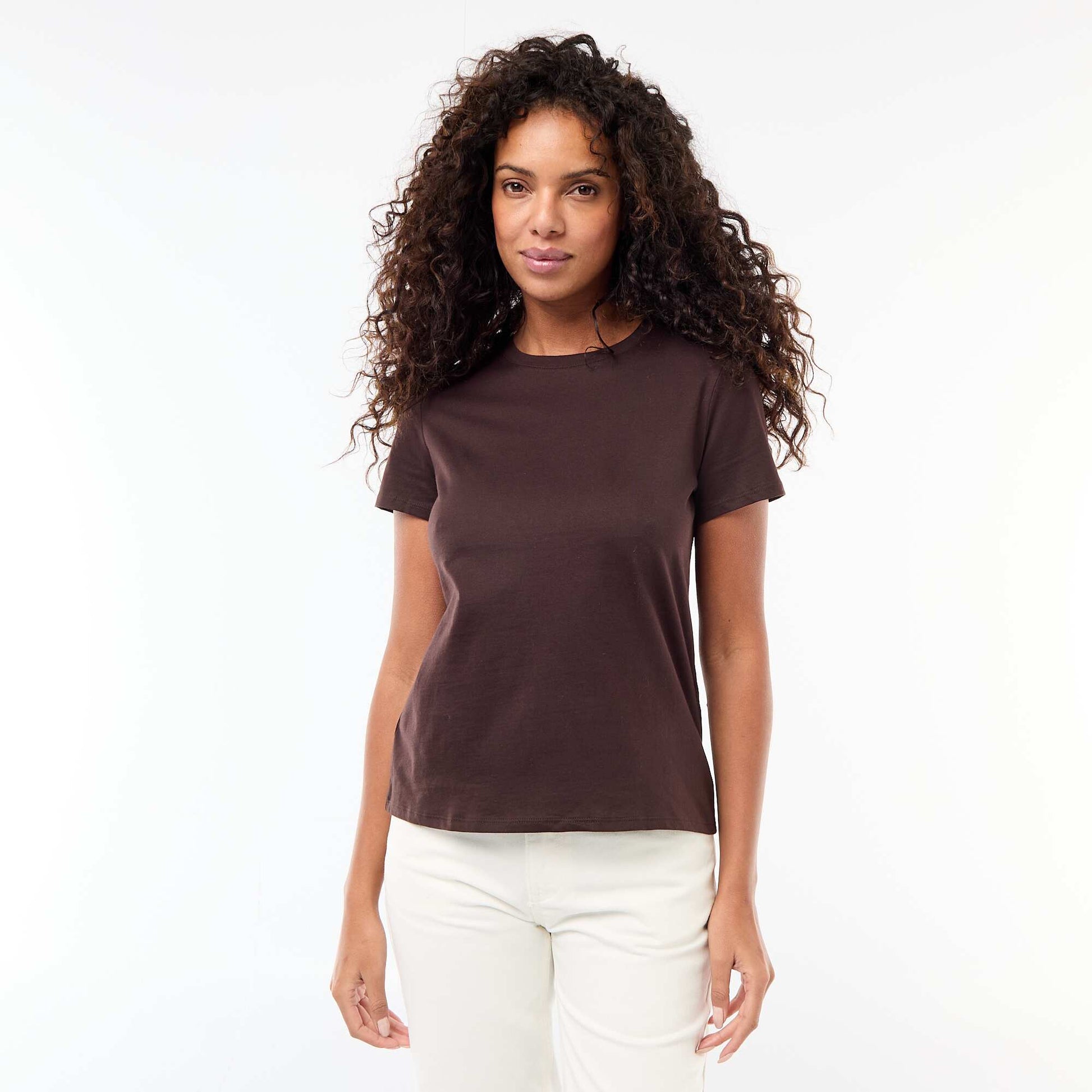 Tee-shirt en jersey manches courtes MARRON
