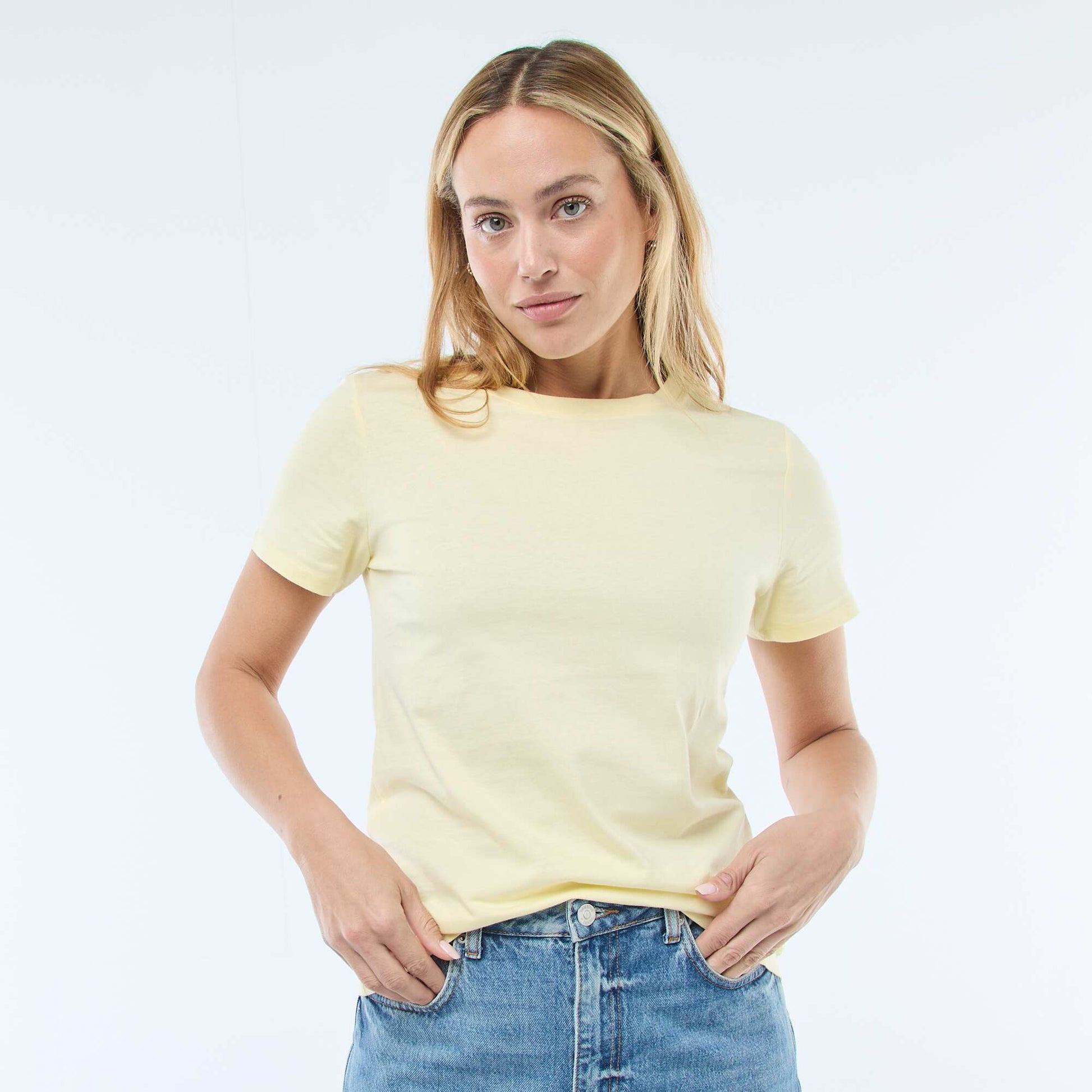 Tee-shirt en jersey manches courtes JAUNE