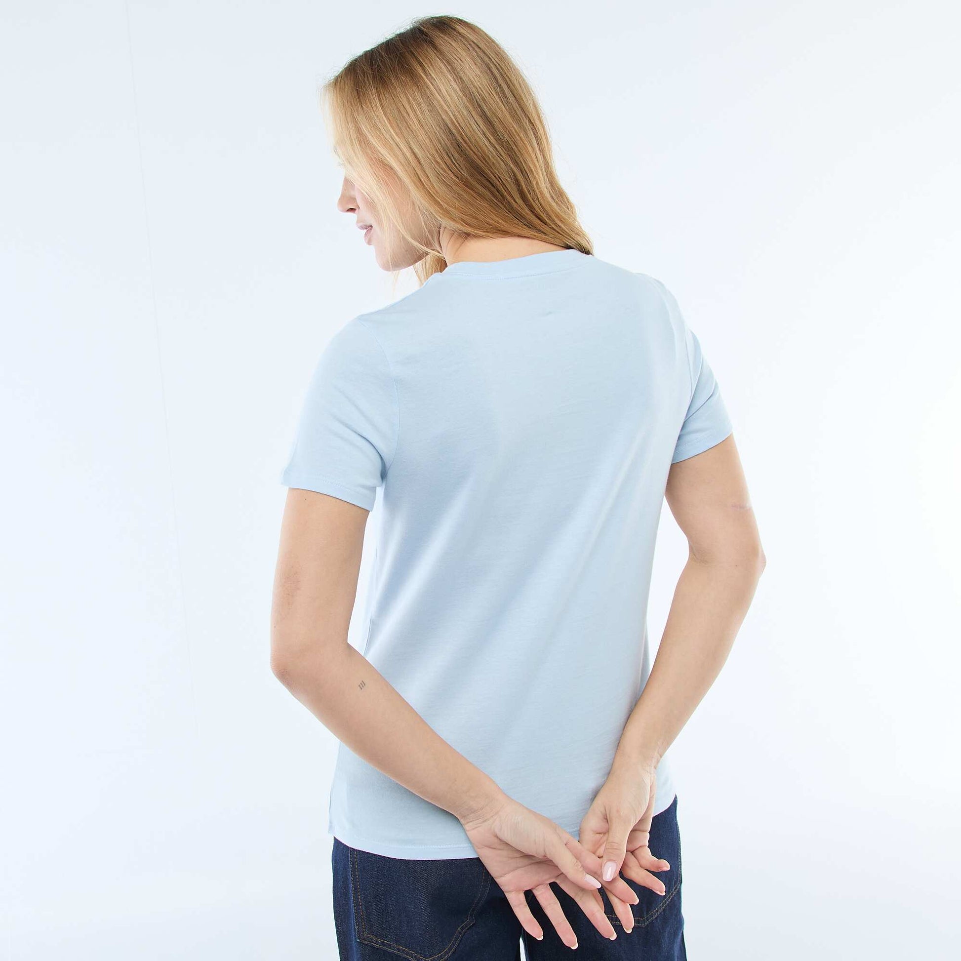 Tee-shirt en jersey manches courtes BLEU