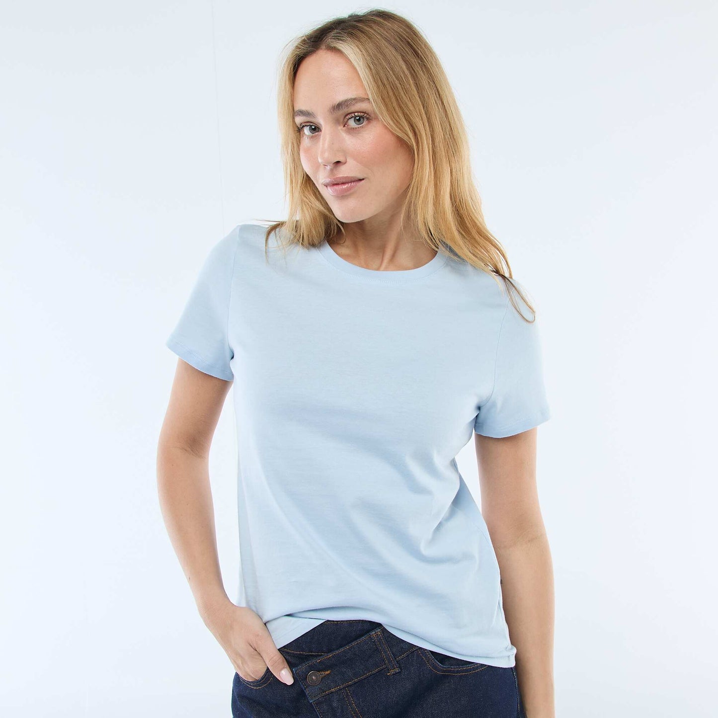 Tee-shirt en jersey manches courtes BLEU
