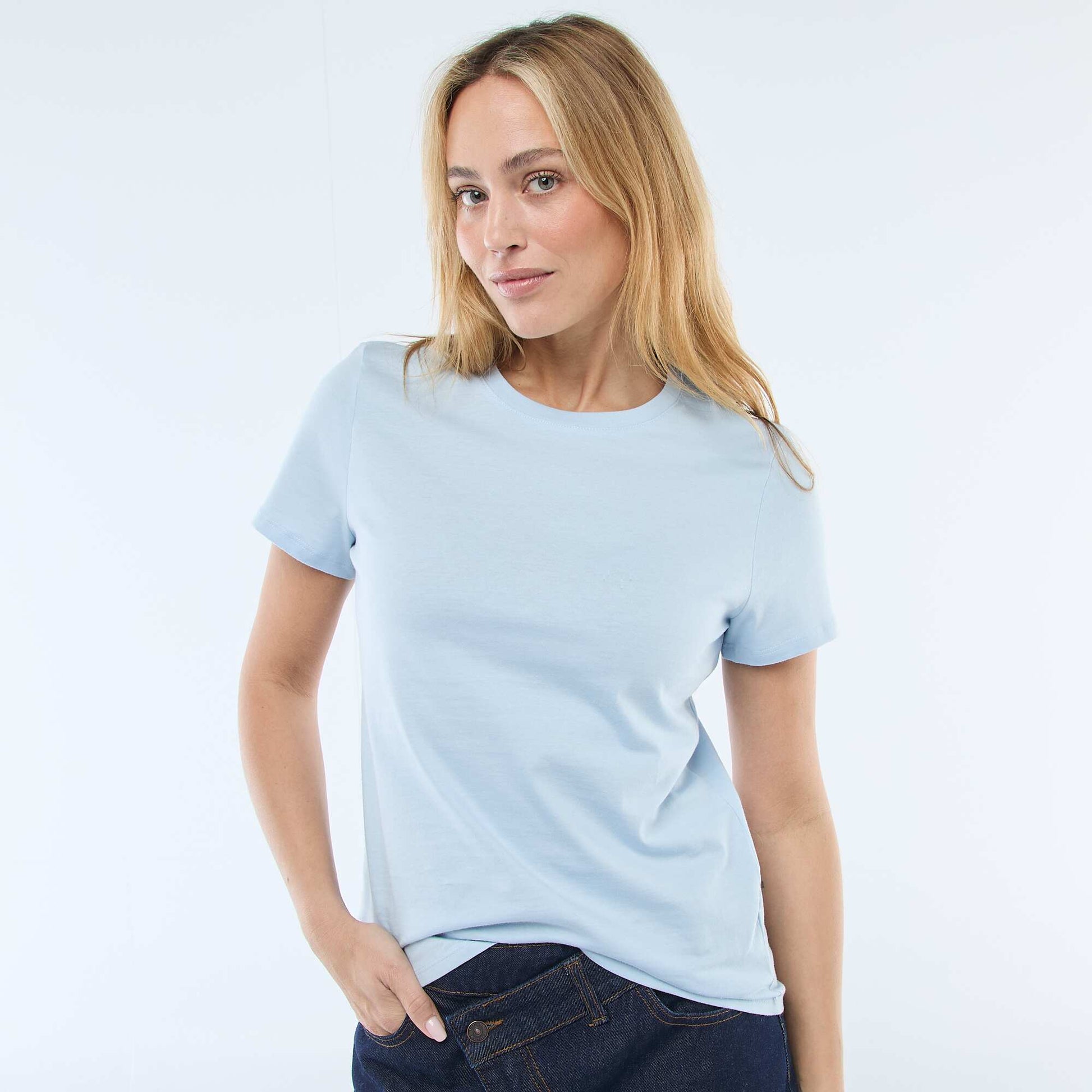 Tee-shirt en jersey manches courtes BLEU