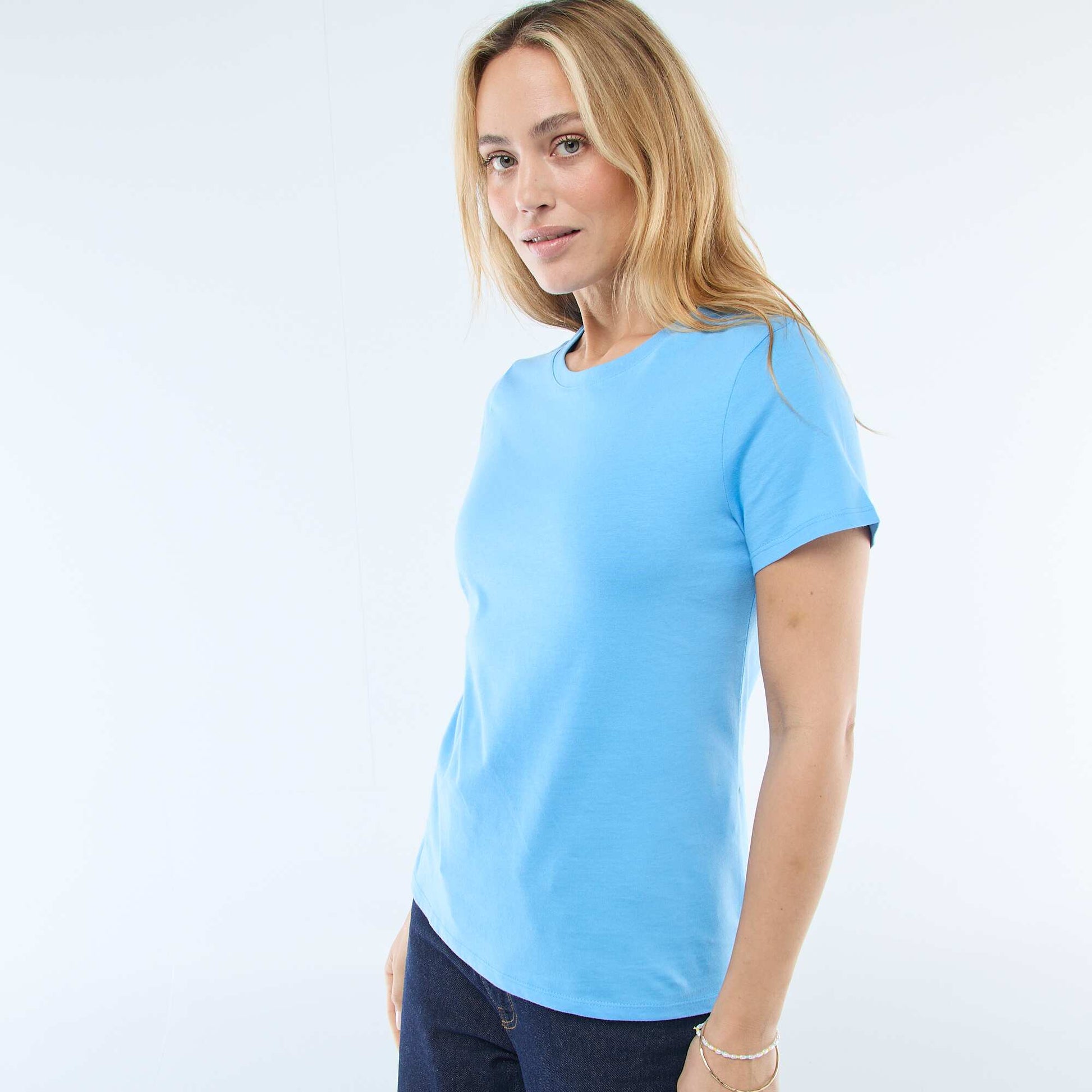 Tee-shirt en jersey manches courtes BLEU