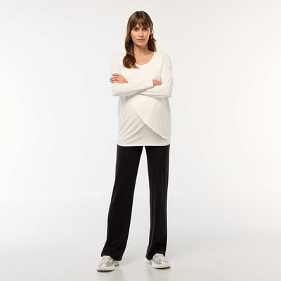 Pantalon de maternité large en rib NOIR