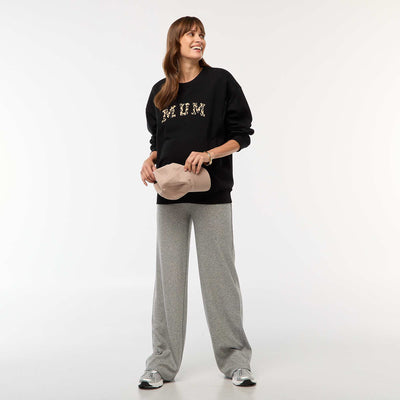 Pantalon de maternité large en rib GRIS