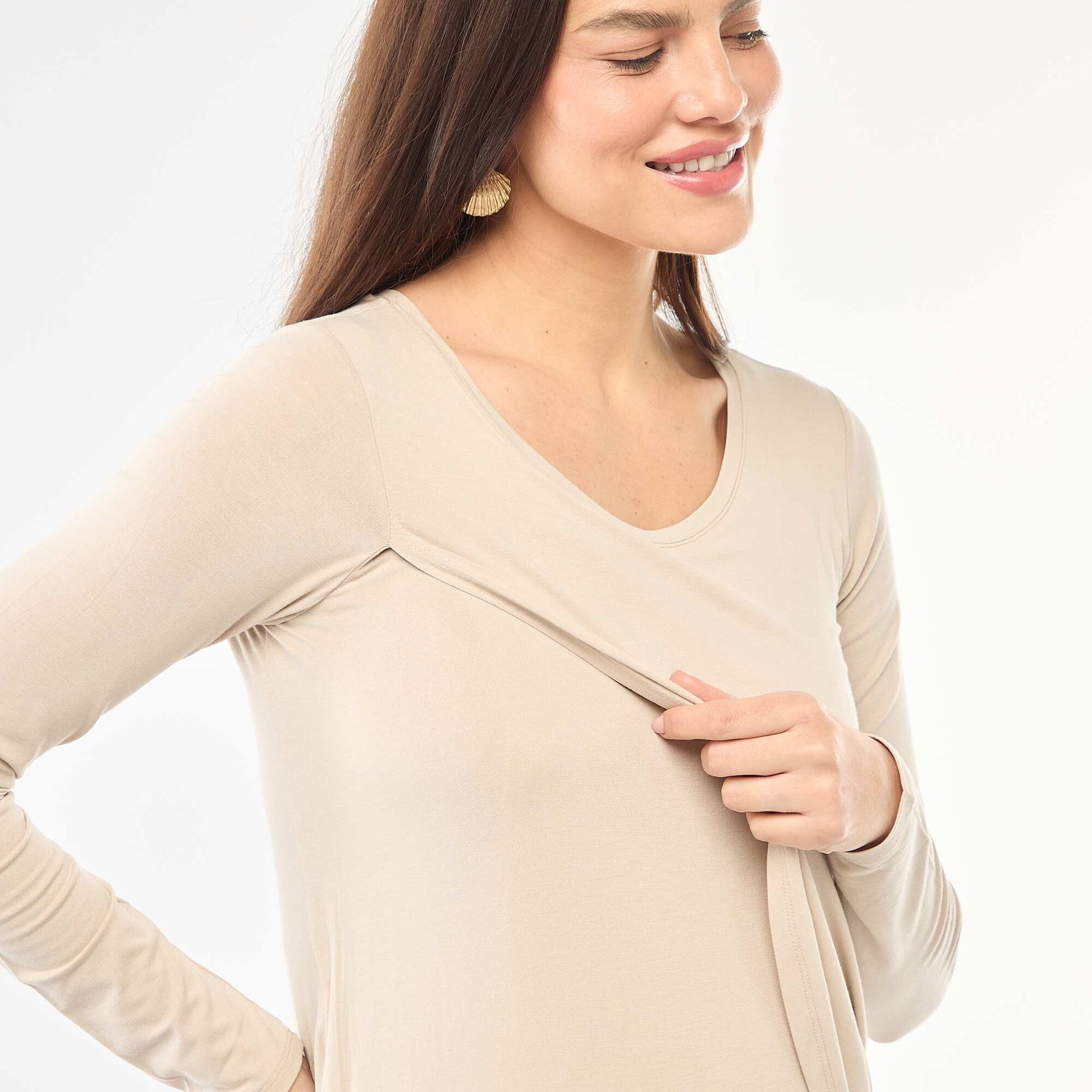 Tee-shirt d'allaitement chiné GRIS