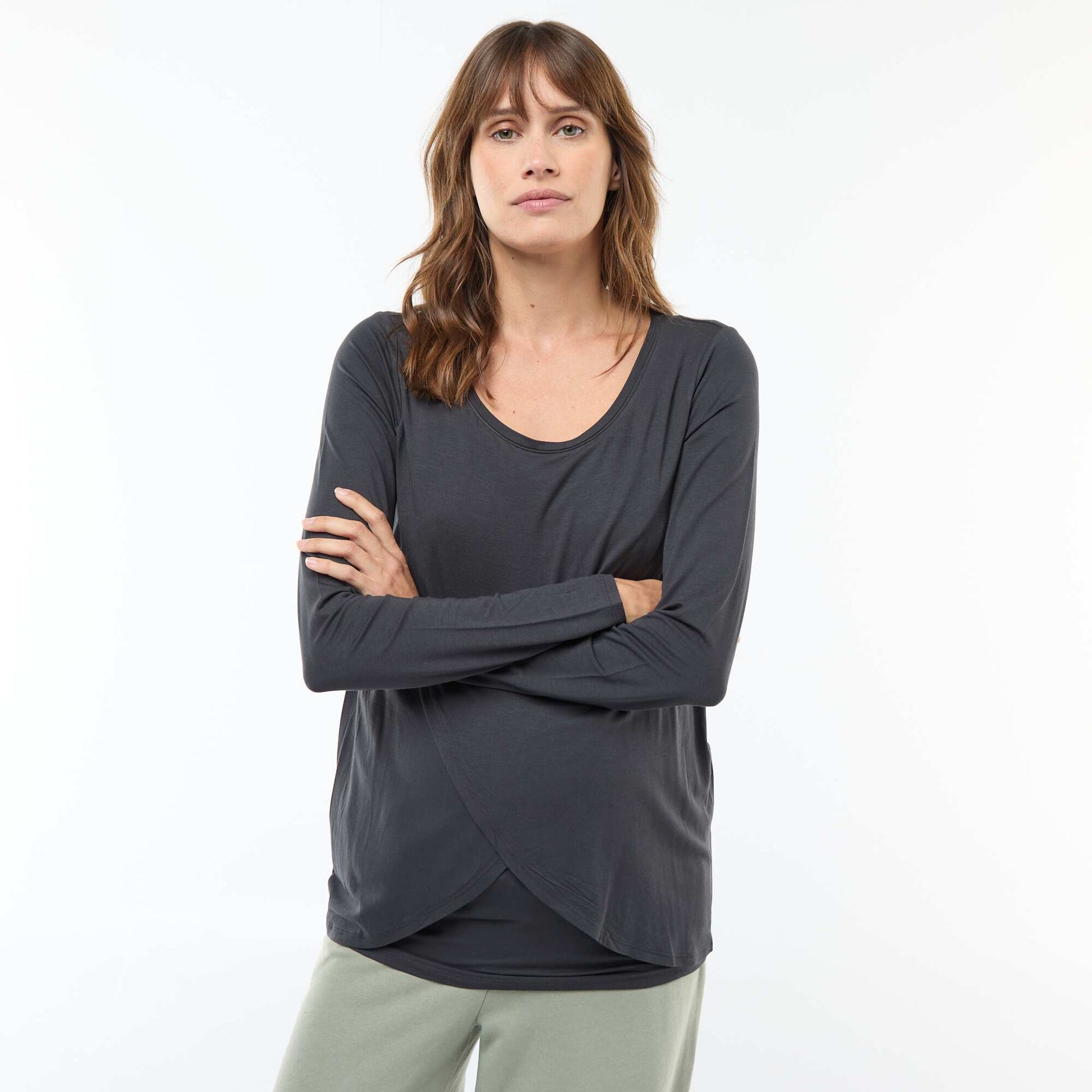Tee-shirt d'allaitement chiné NOIR