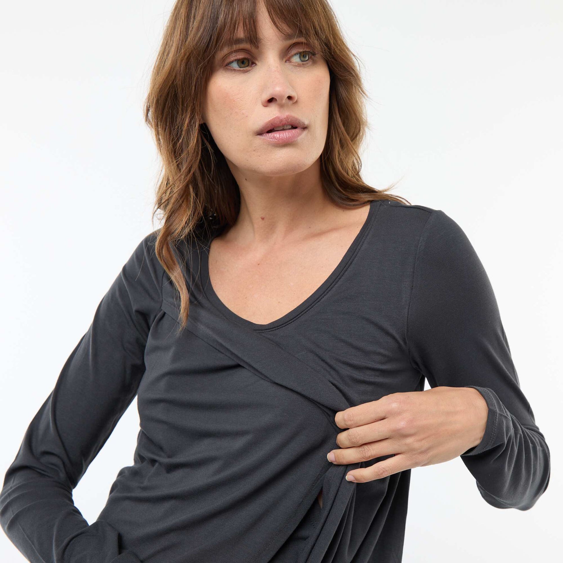 Tee-shirt d'allaitement chiné NOIR