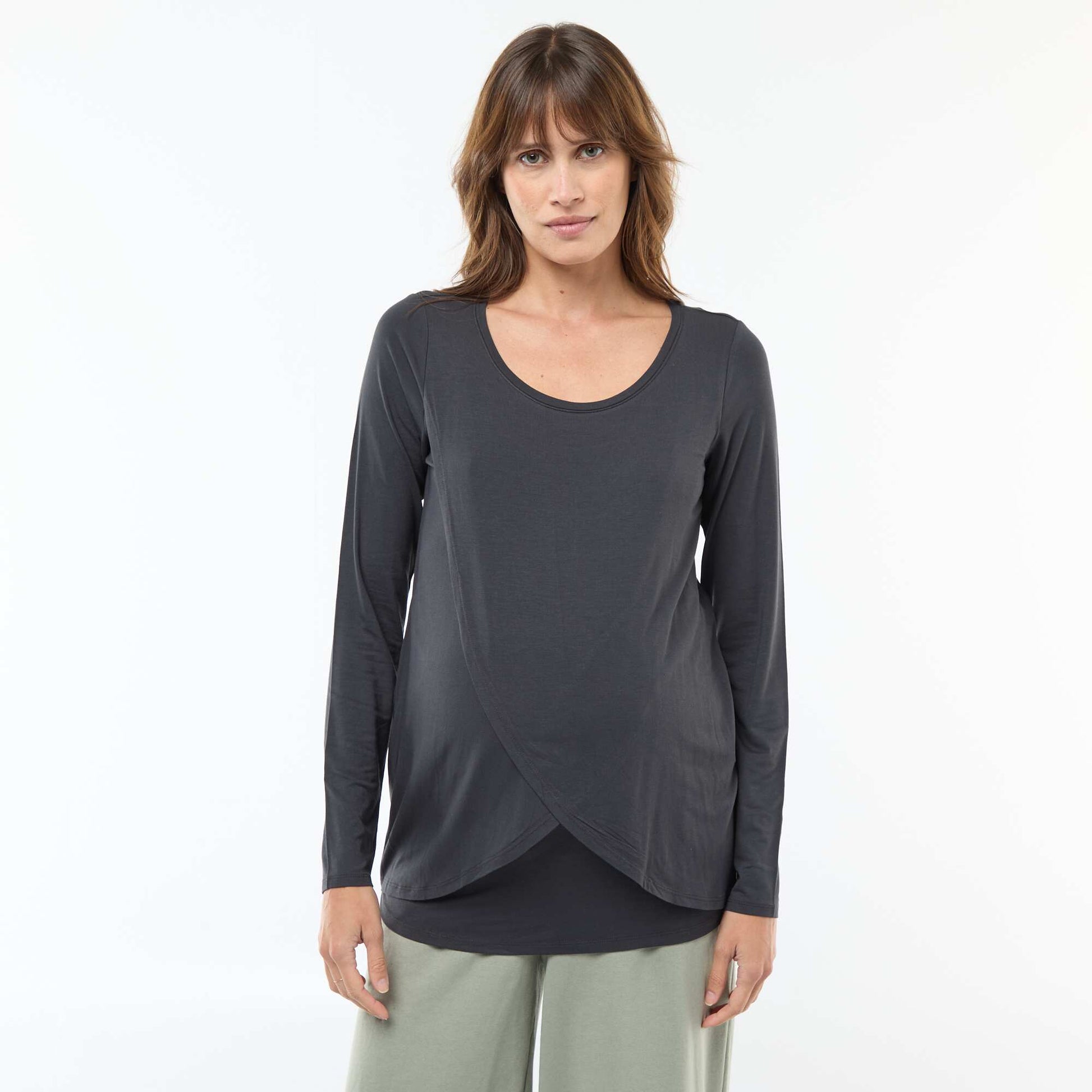 Tee-shirt d'allaitement chiné NOIR