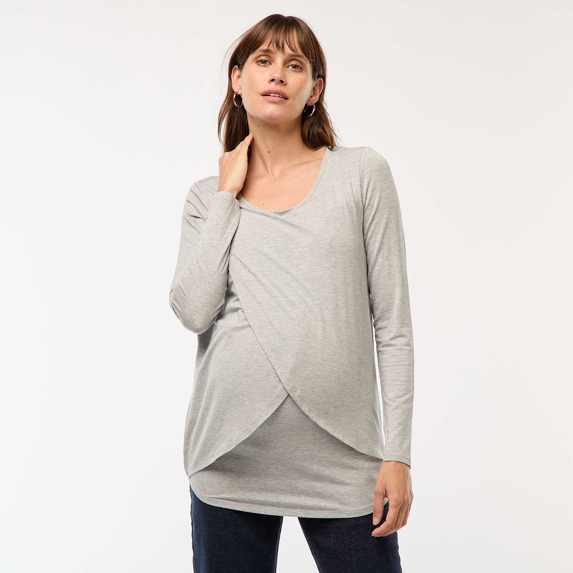 Tee-shirt d'allaitement chiné GRIS