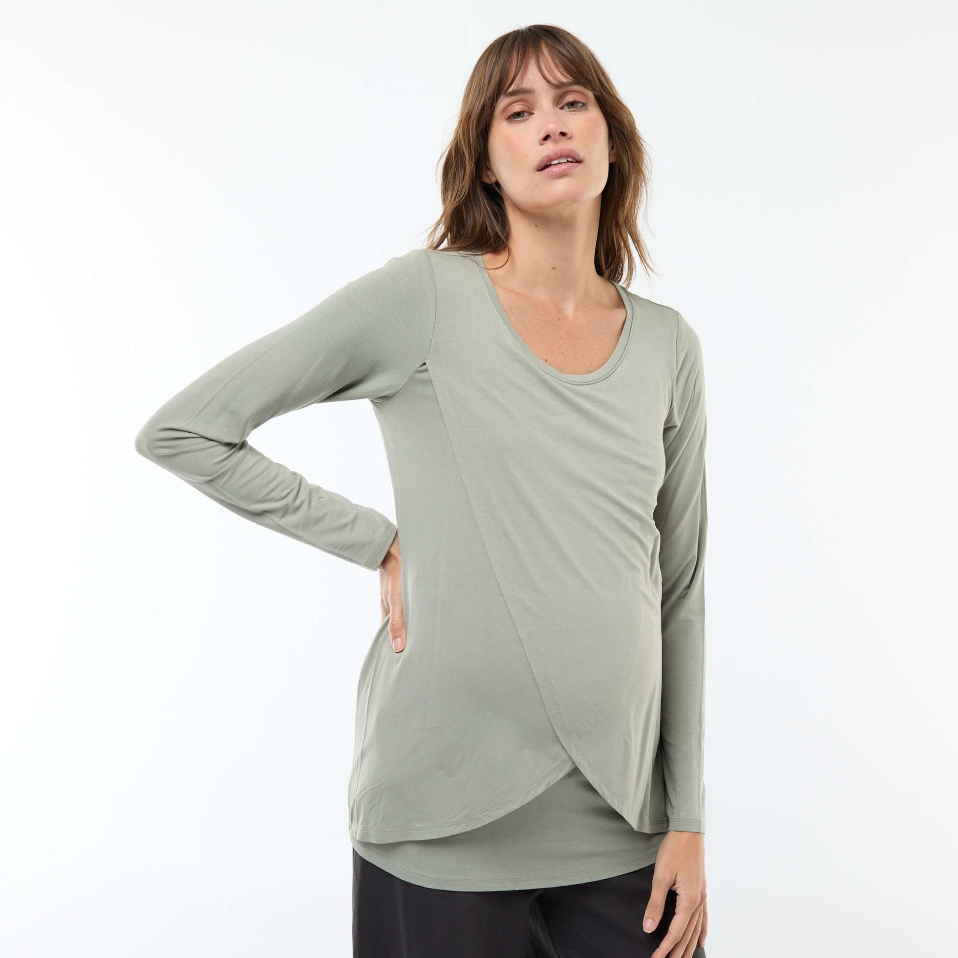 Tee-shirt d'allaitement chiné VERT