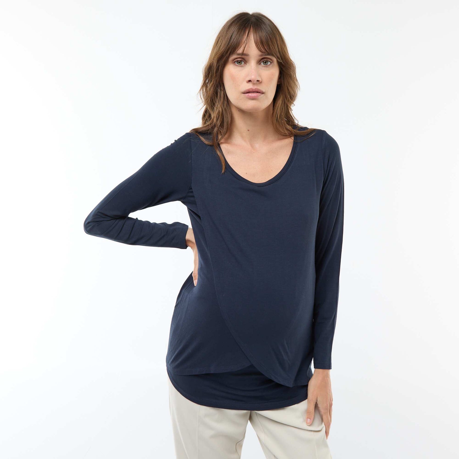 Tee-shirt d'allaitement chiné BLEU