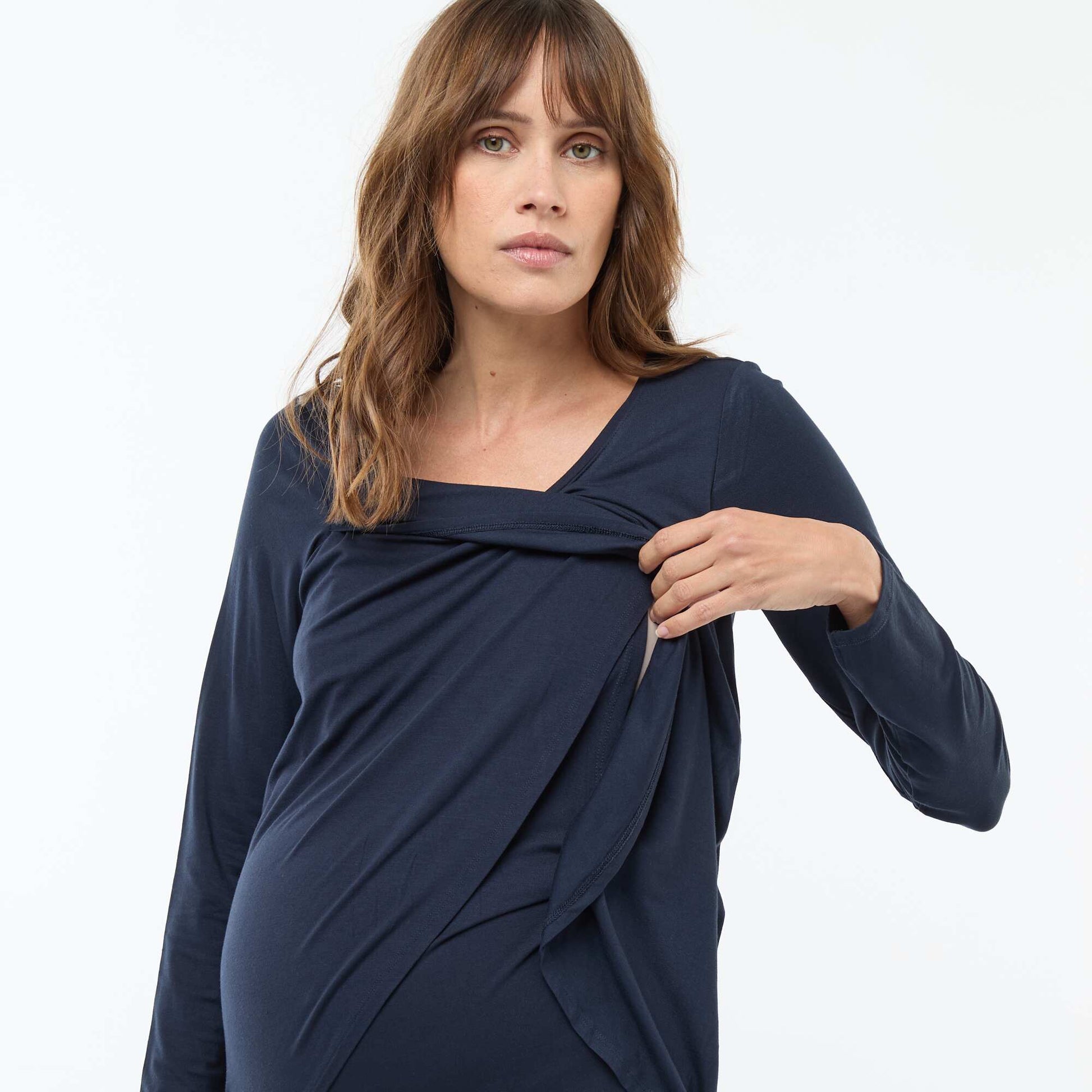 Tee-shirt d'allaitement chiné BLEU