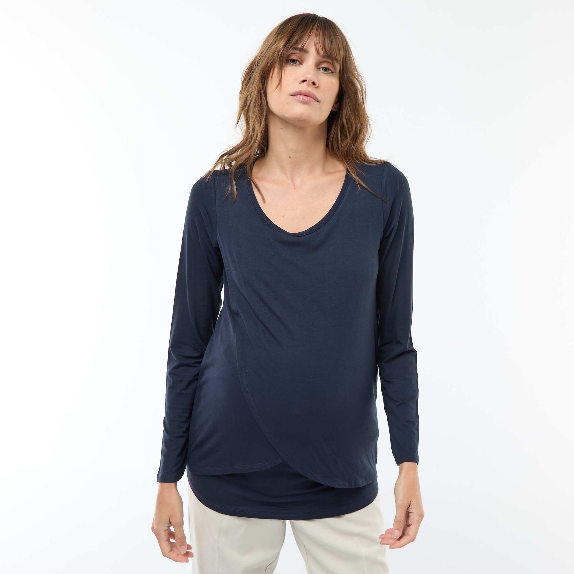 Tee-shirt d'allaitement chiné BLEU