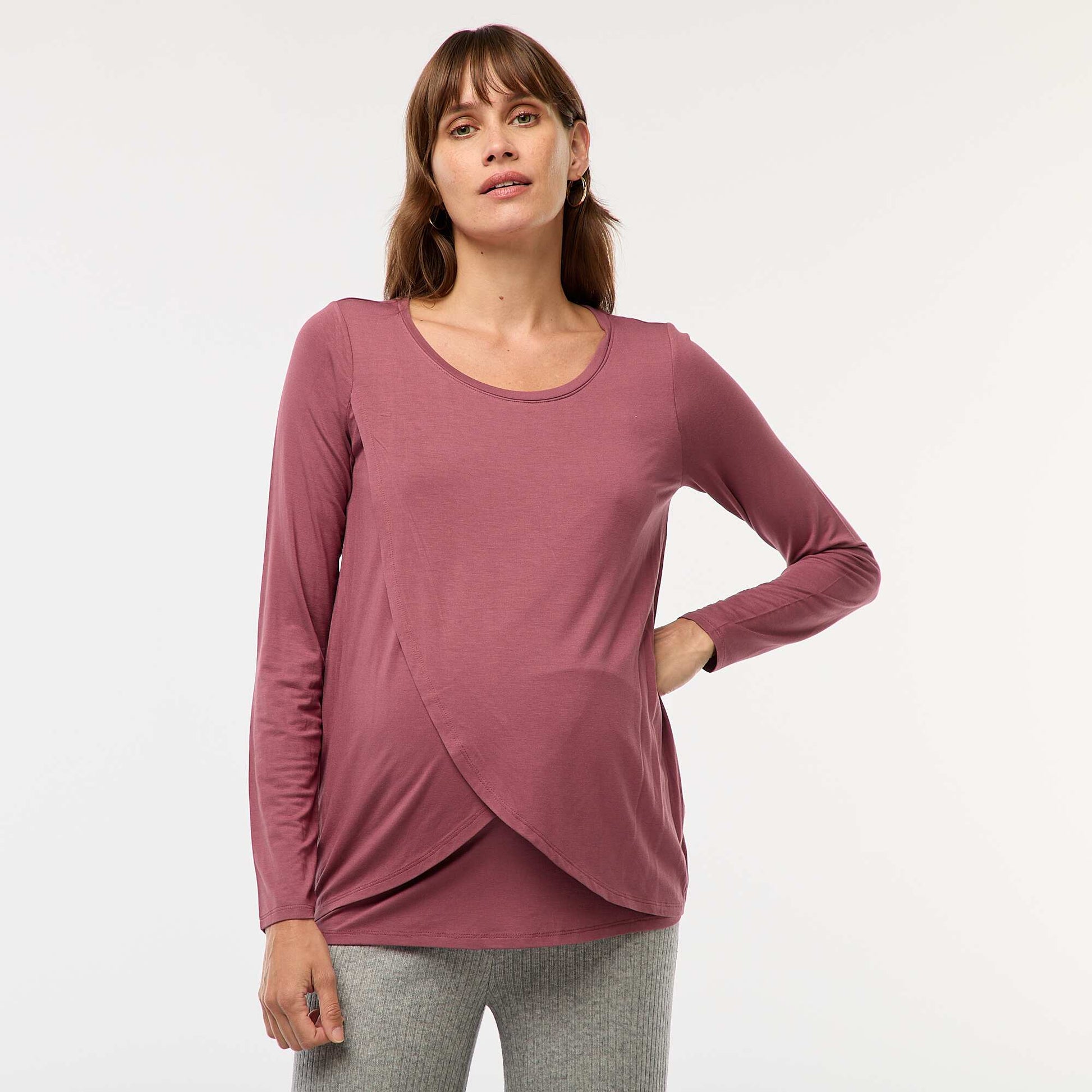 Tee-shirt d'allaitement chiné ROSE