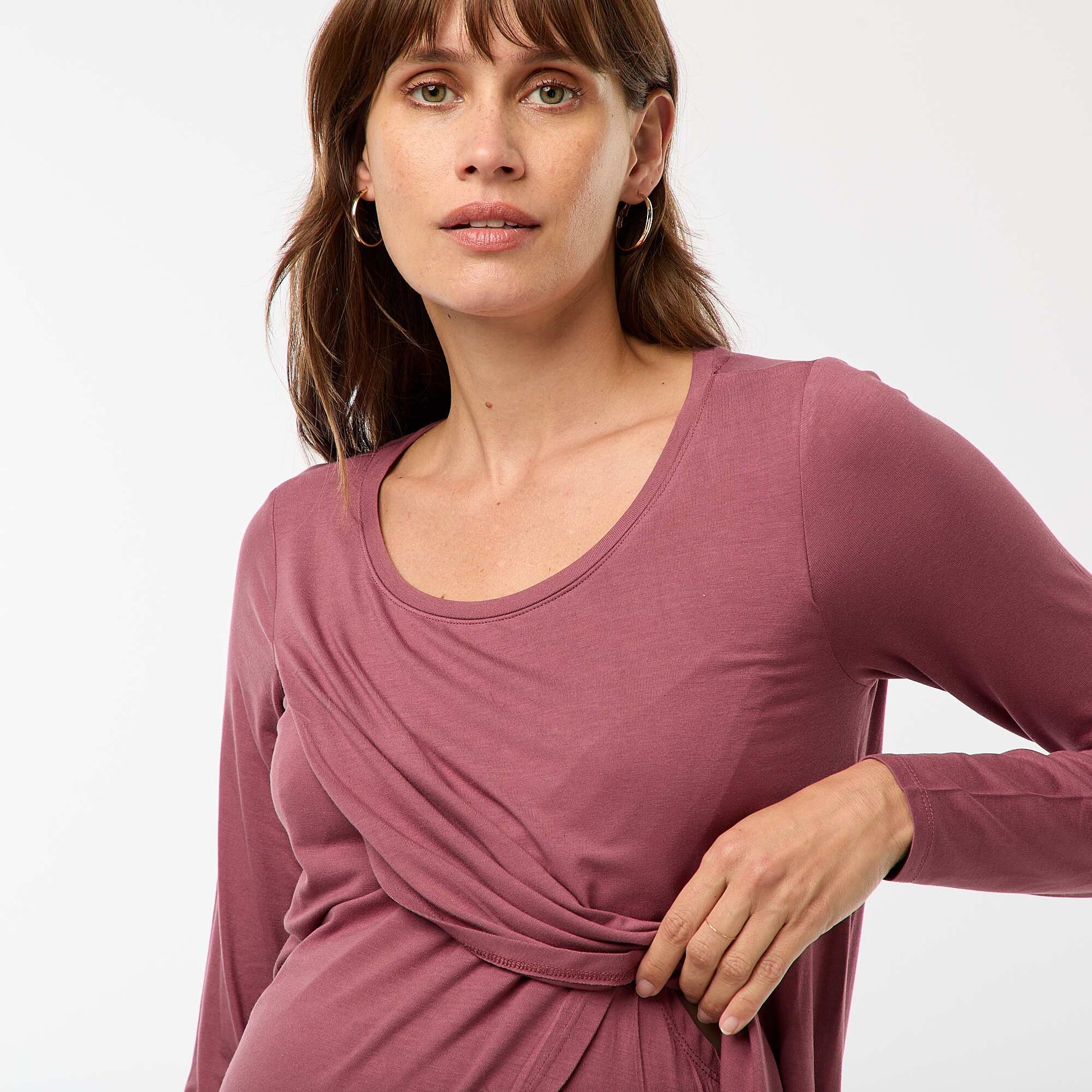 Tee-shirt d'allaitement chiné ROSE