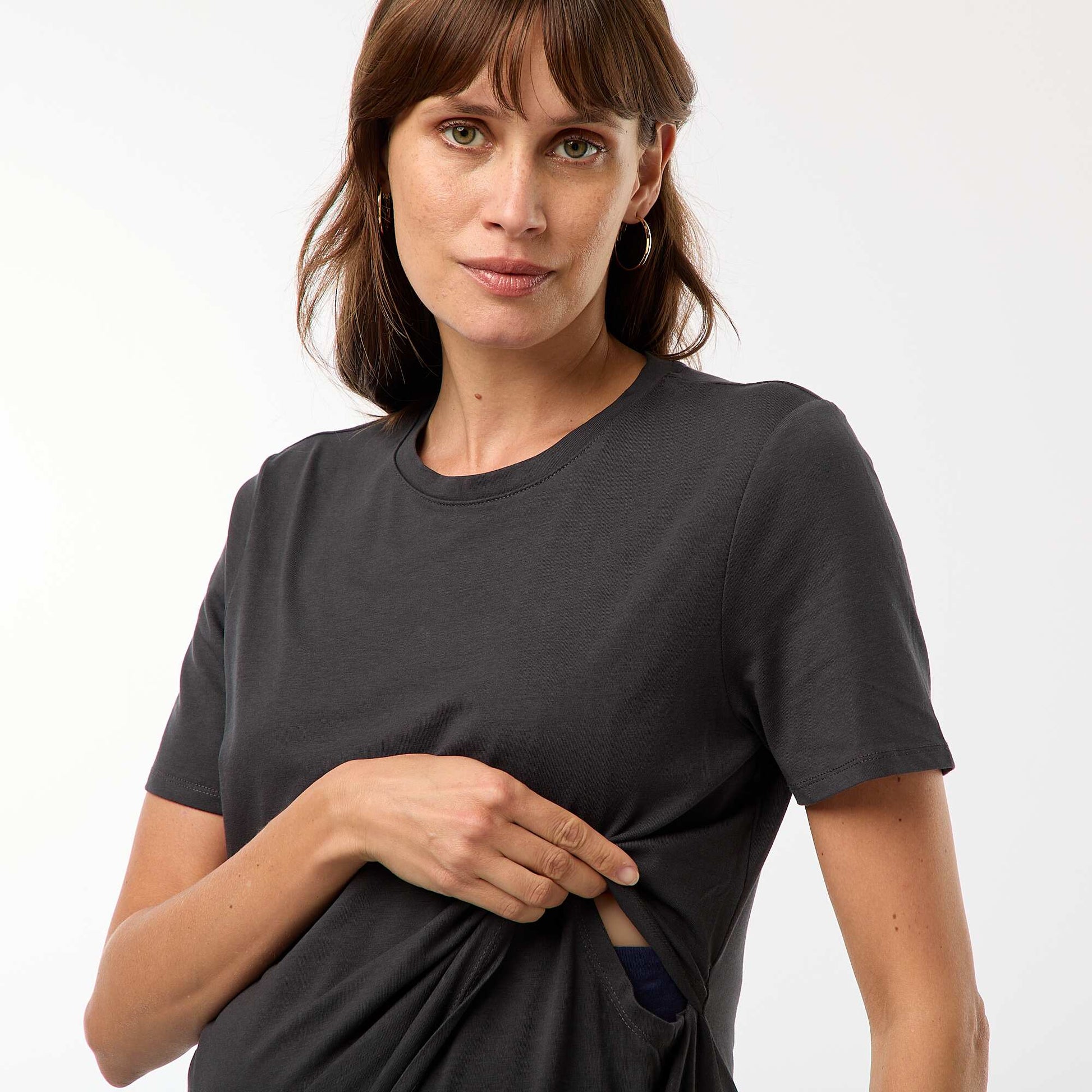 Tee-shirt basique d'allaitement GRIS FONCé