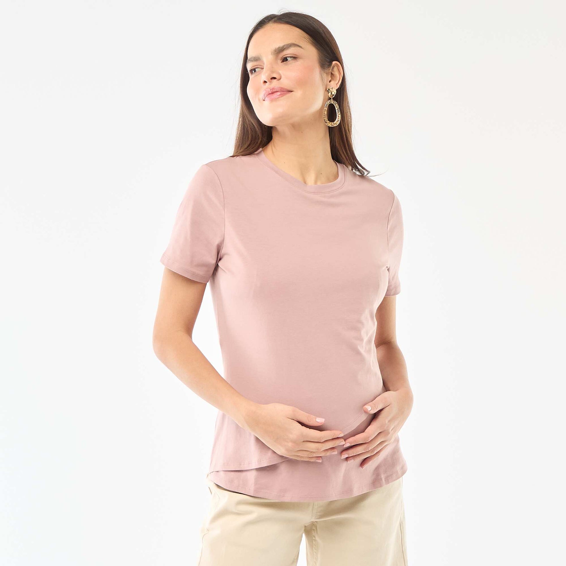 Tee-shirt basique d'allaitement ROSE