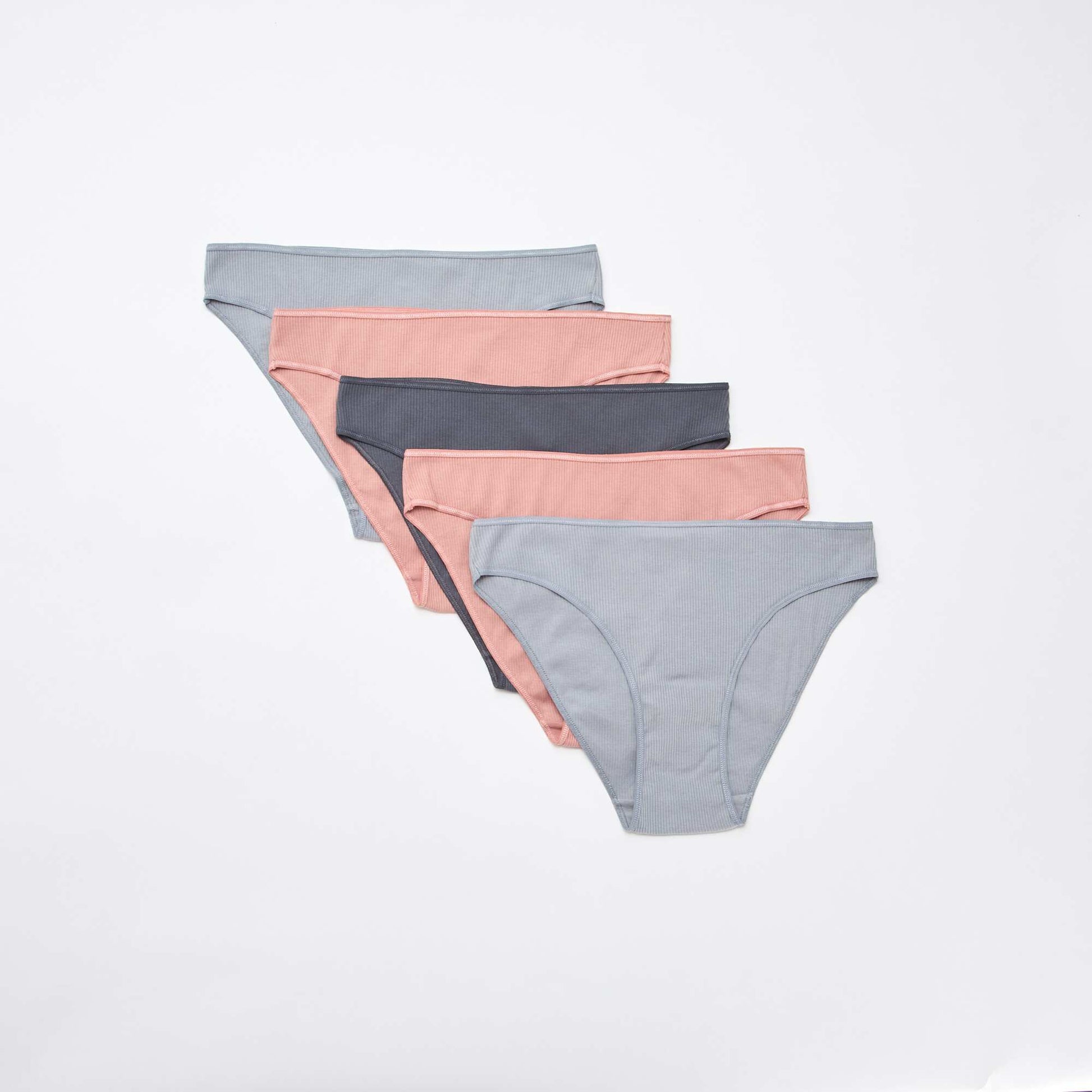 Lot de 5 culottes en maille côtelée ROSE