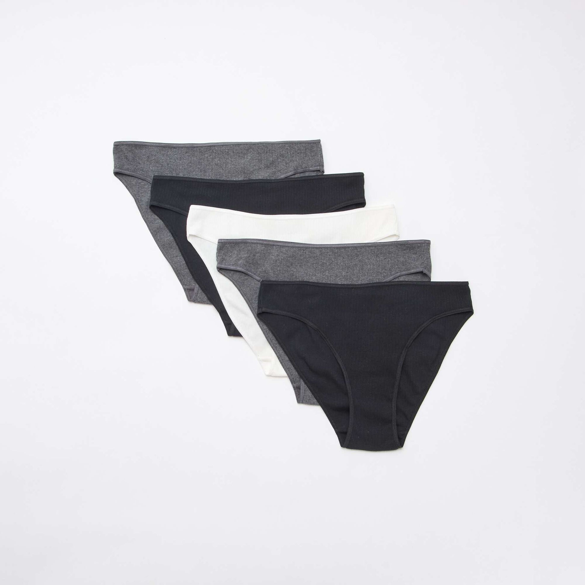 Lot de 5 culottes en maille côtelée GRIS