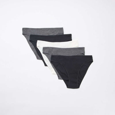 Lot de 5 culottes en maille côtelée GRIS