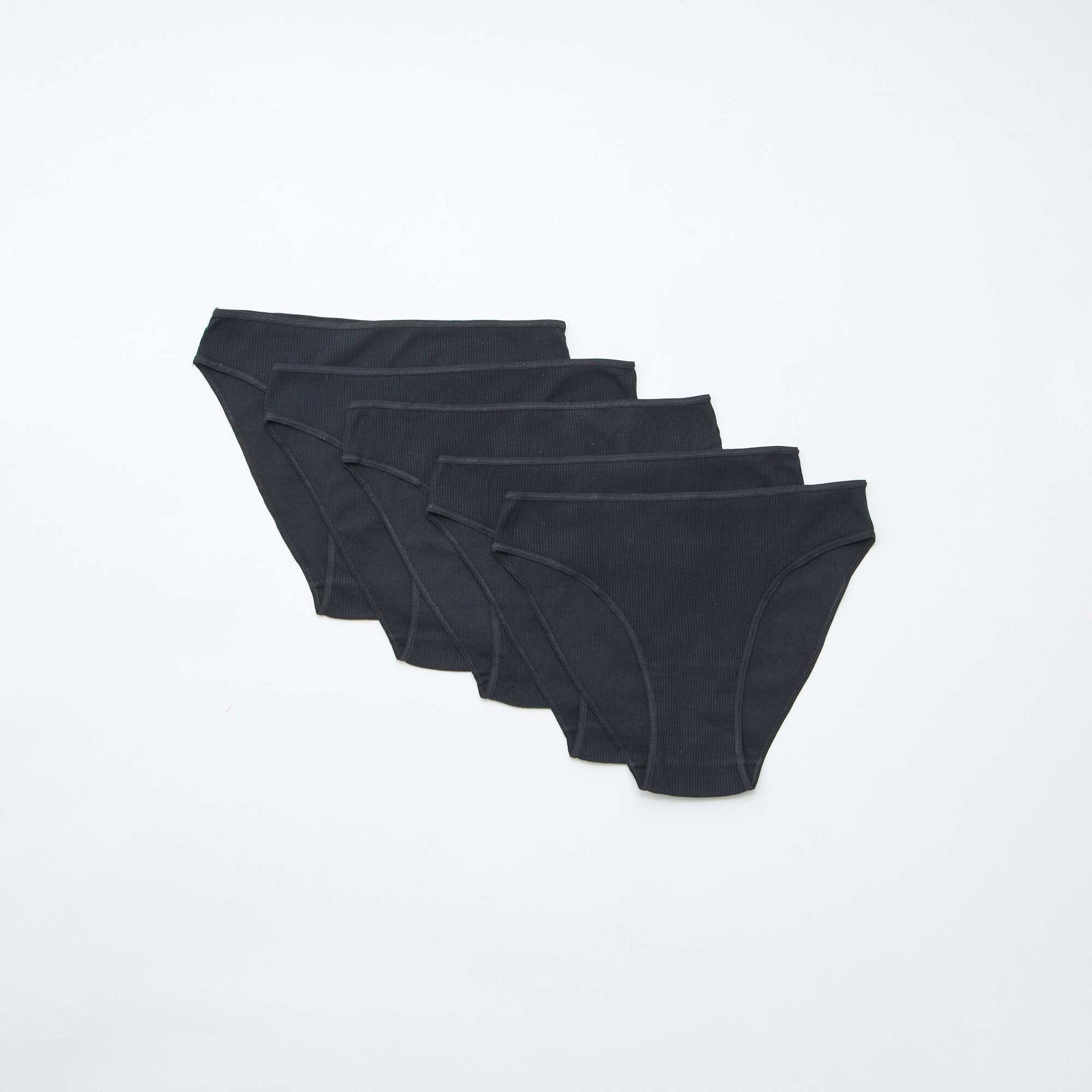 Lot de 5 culottes en maille côtelée NOIR