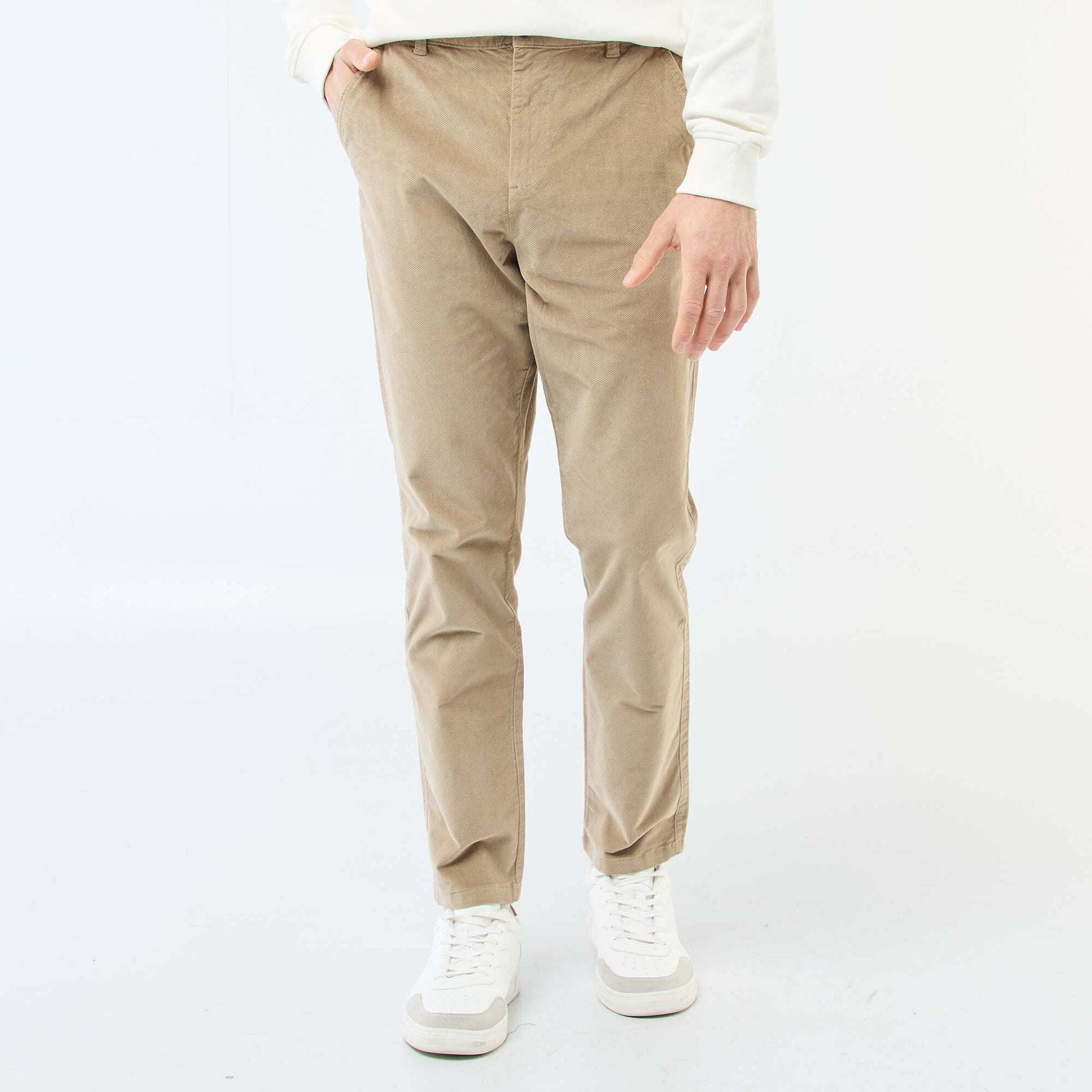 Chino en velours taille standard BEIGE
